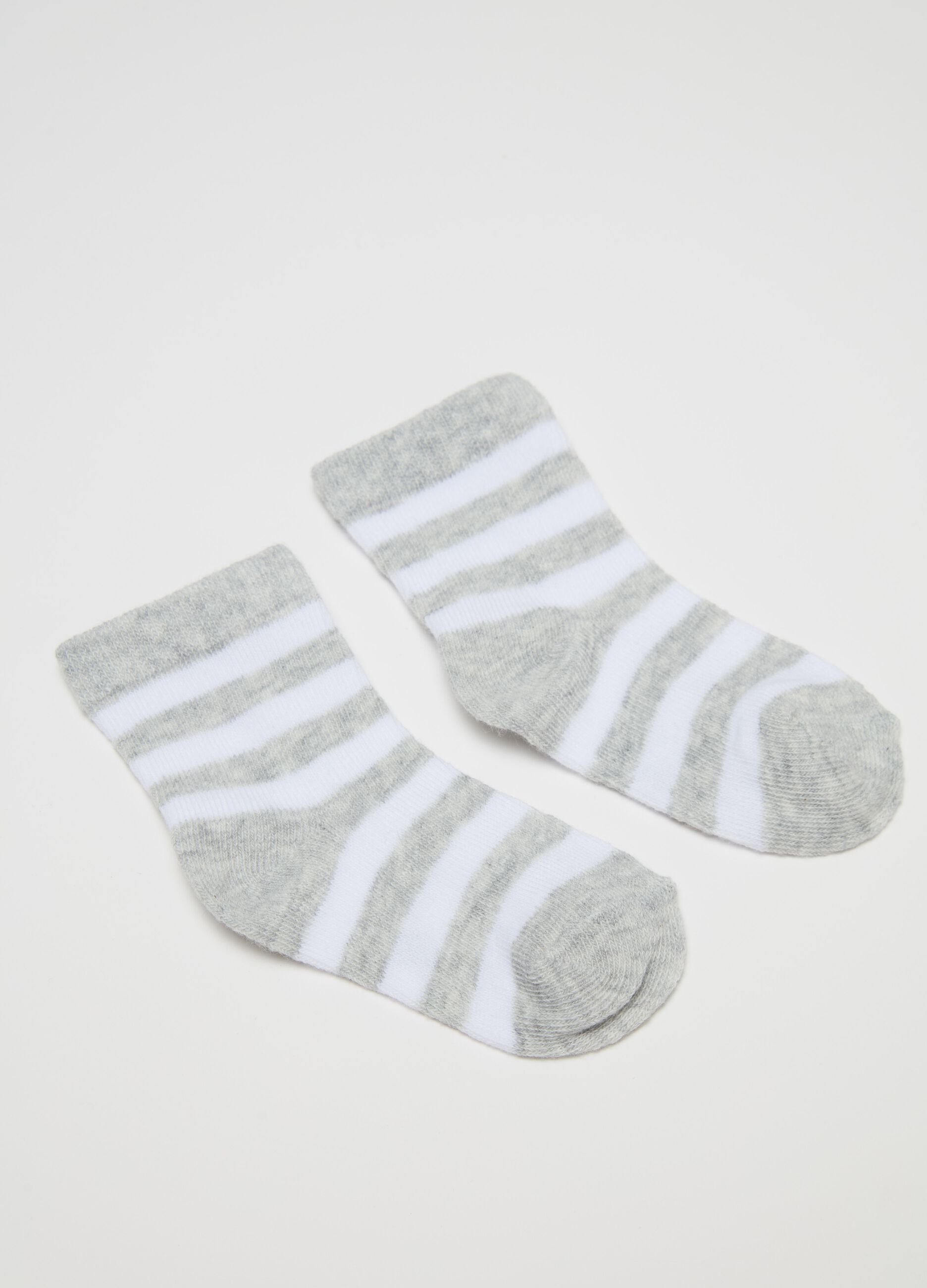 Three-pair pack socks in striped organic cotton