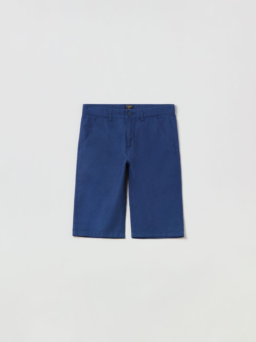 Linen and cotton Bermuda shorts_0