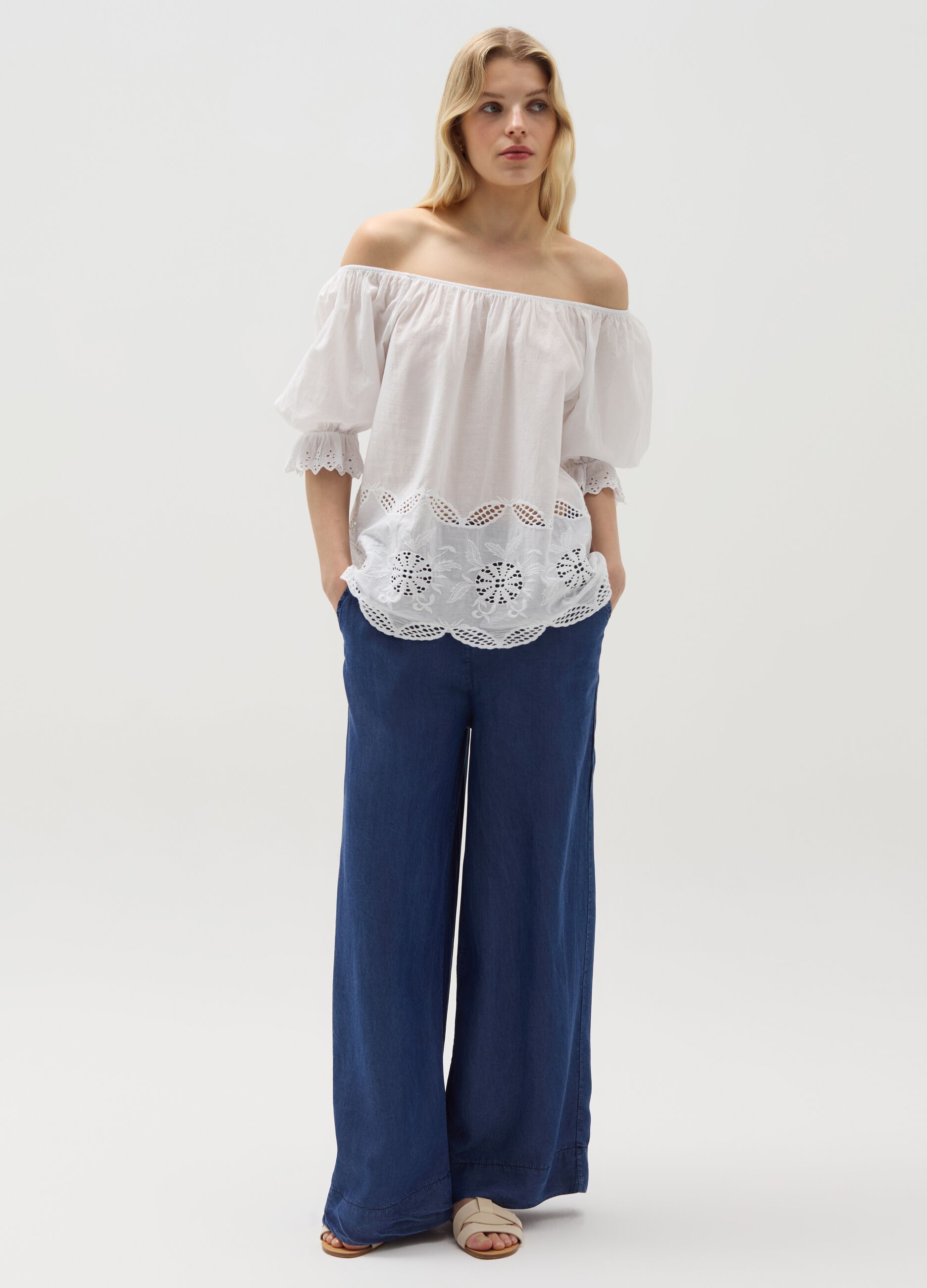 Ovs Joggers wide leg in denim