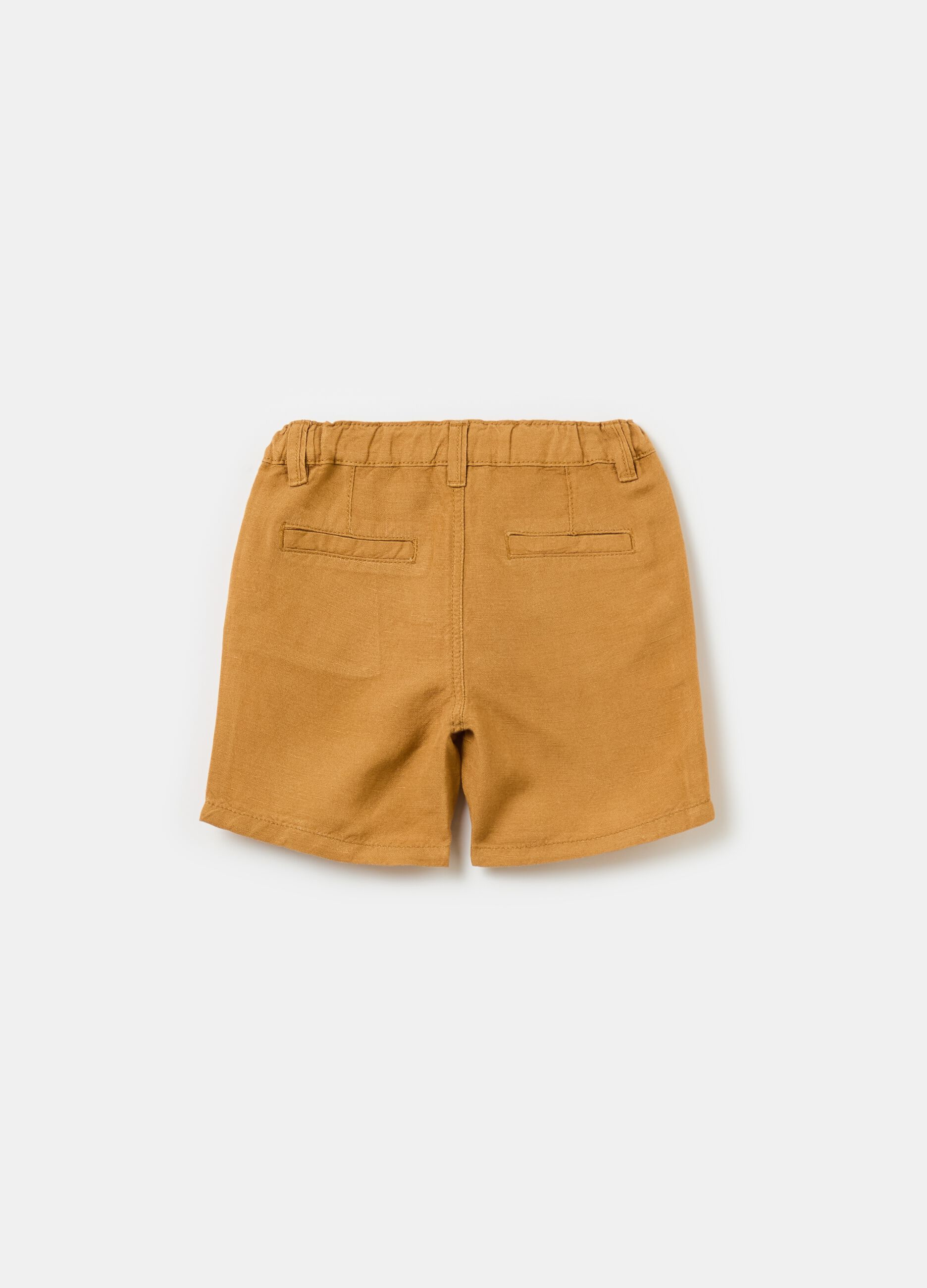 Viscose and linen Bermuda shorts with pockets