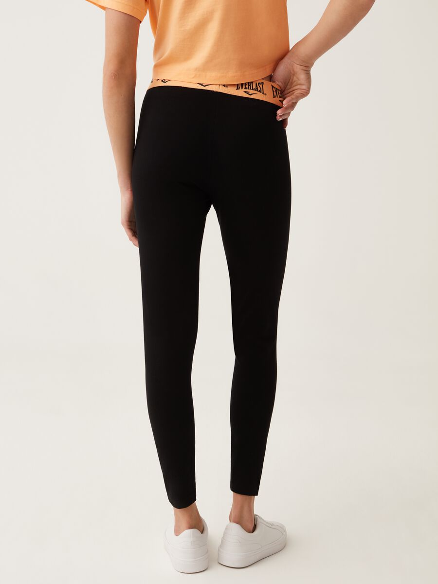 Stretch cotton leggings with Everlast print_2