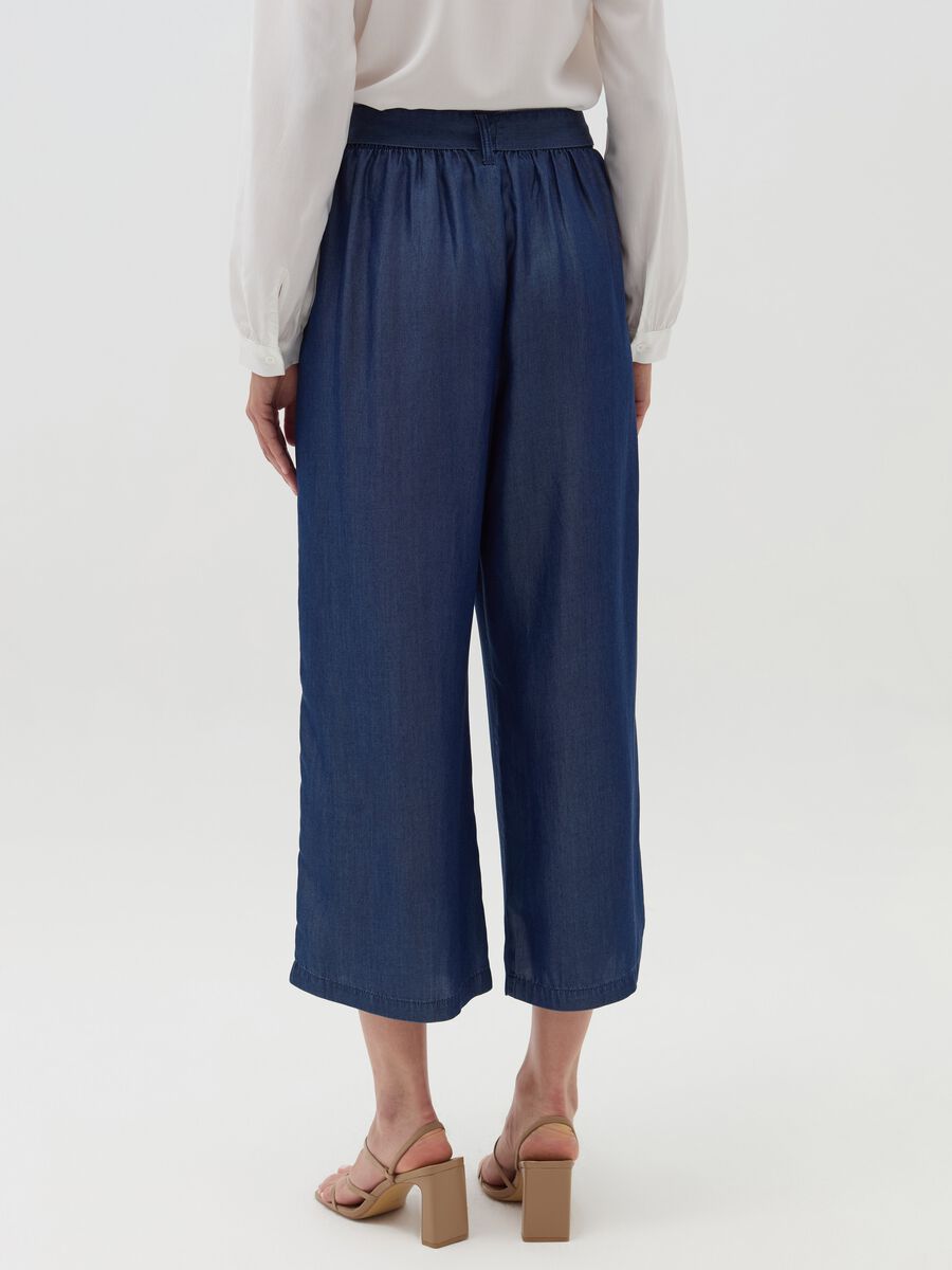 Pantalone fluido effetto denim con cintura_2