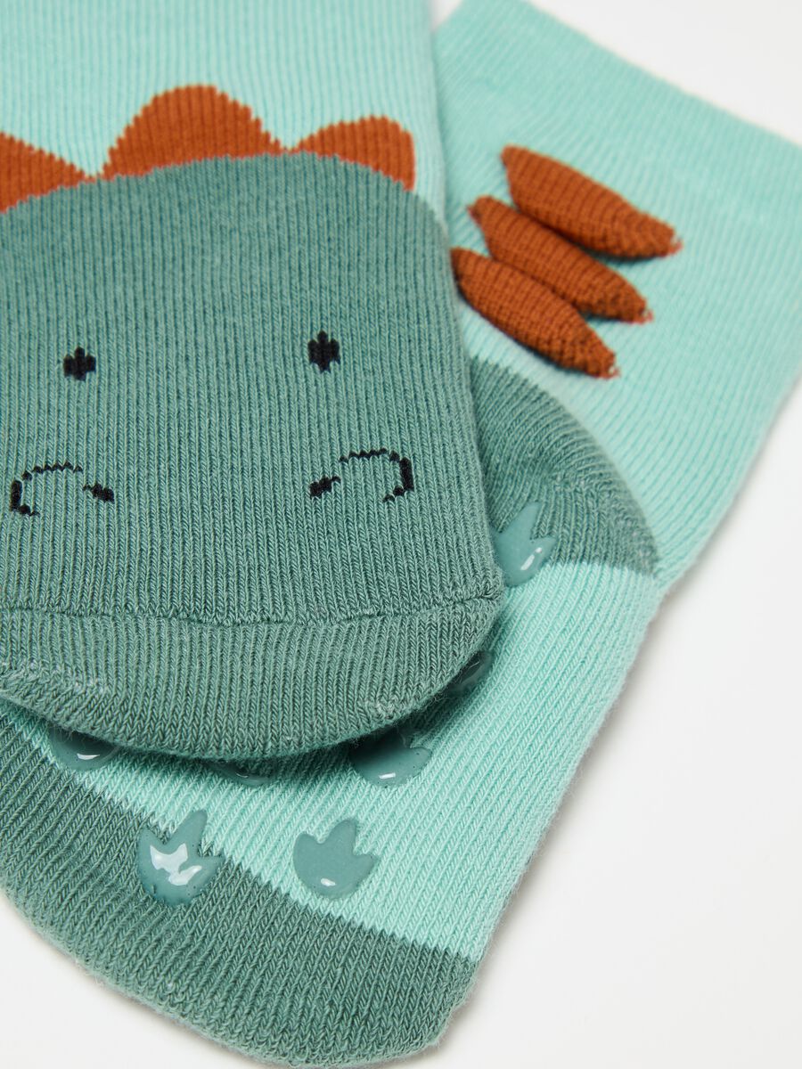 Two-pair pack slipper socks with dinosaurs design_3