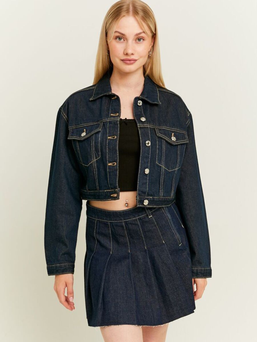 Short jacket in rinsed denim_0