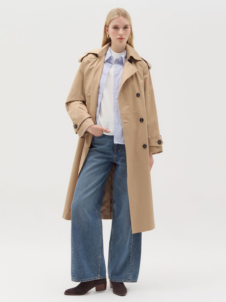 Long double-breasted trench coat_0