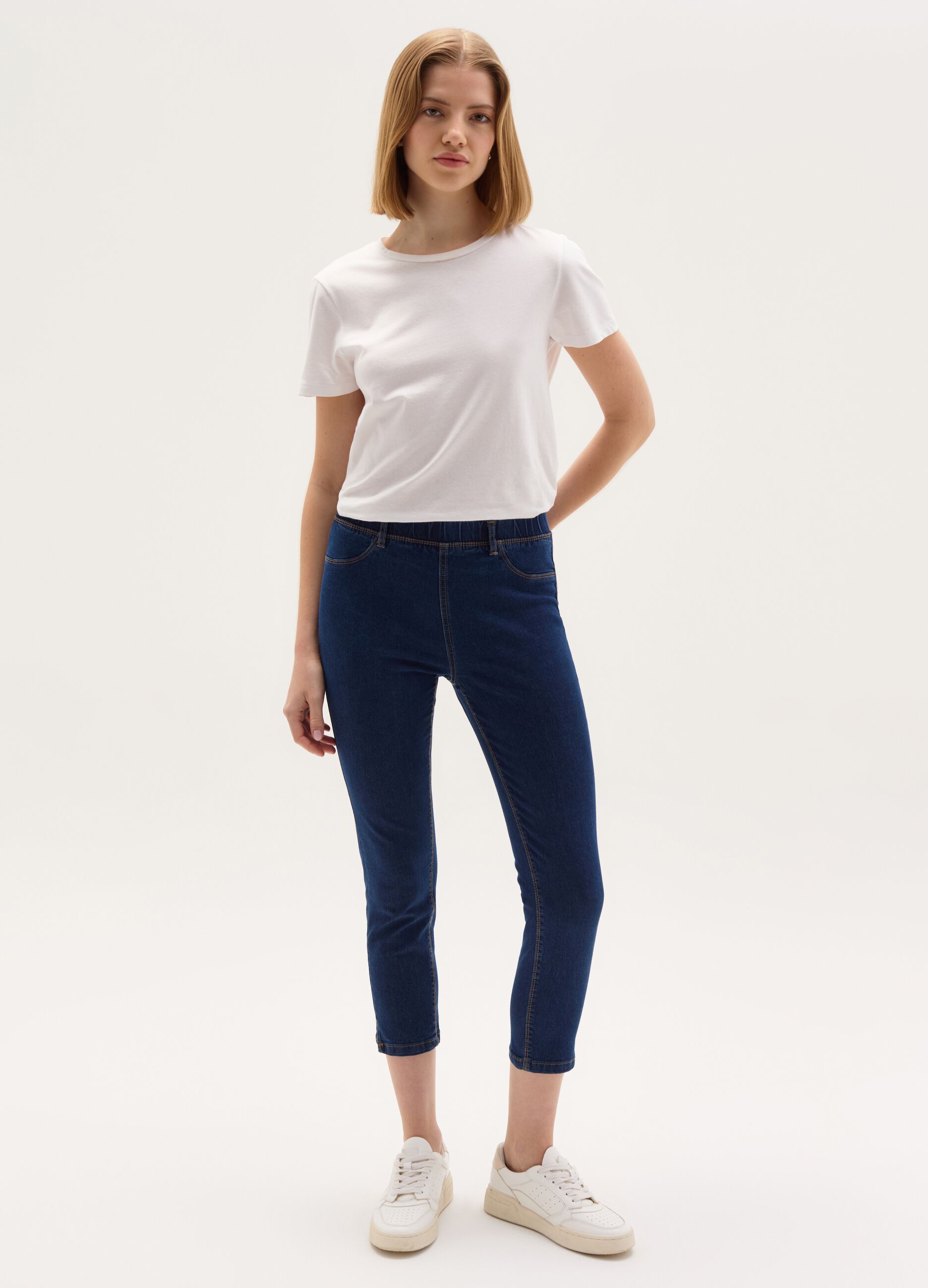 Ovs Jeggings crop skinny fit con spacchetti