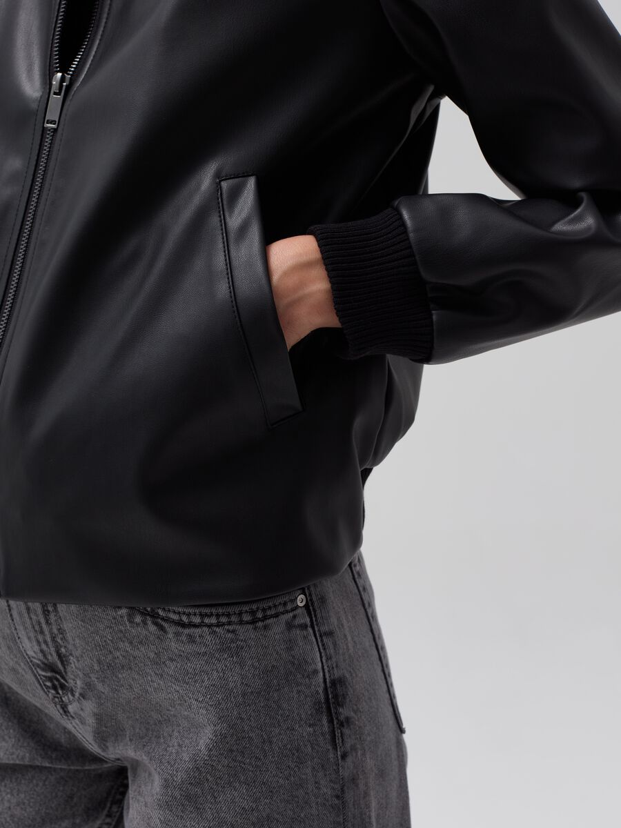 Glossy-effect bomber jacket with zip_3