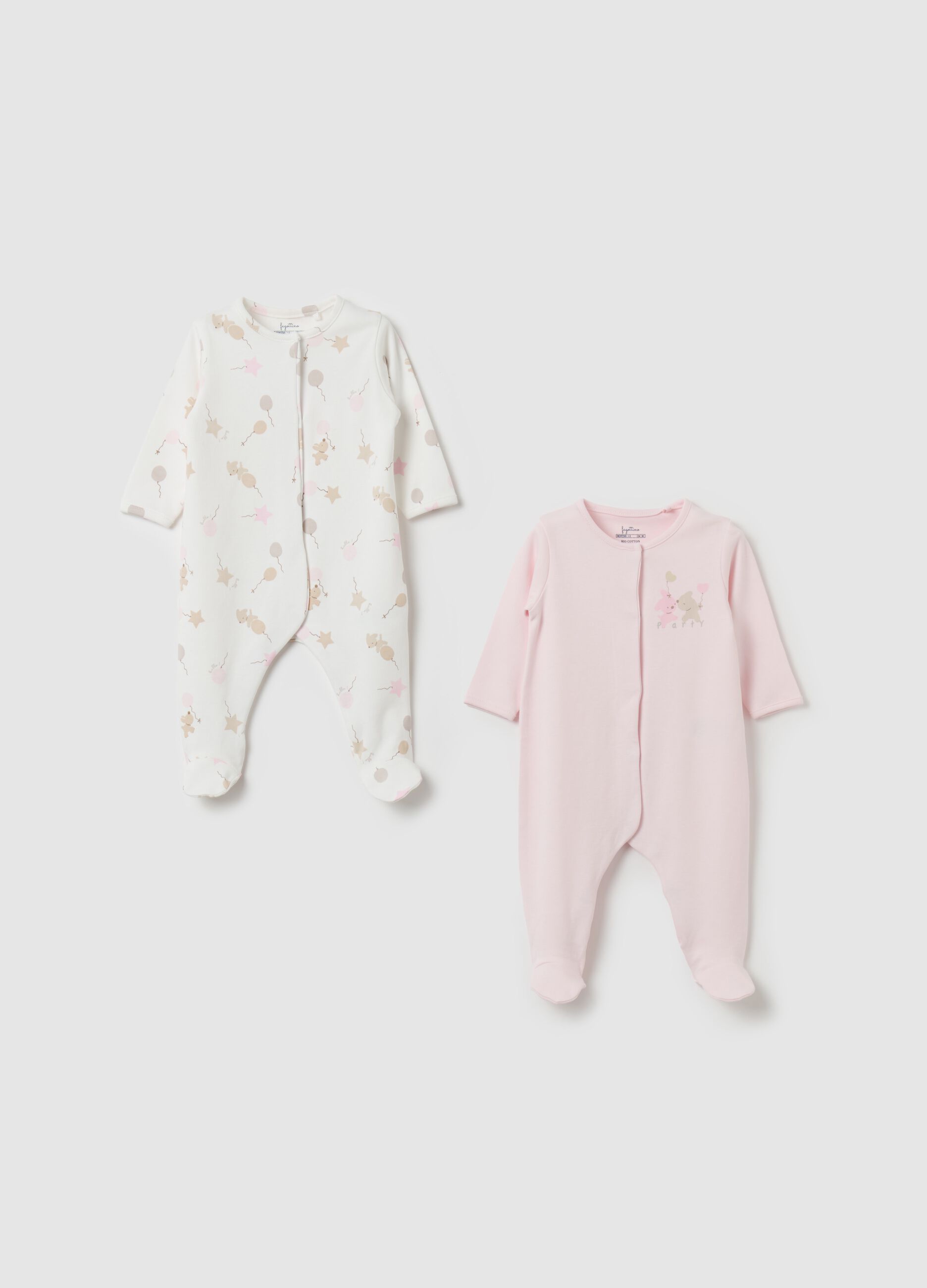 Two-pack onesies in organic cotton with feet