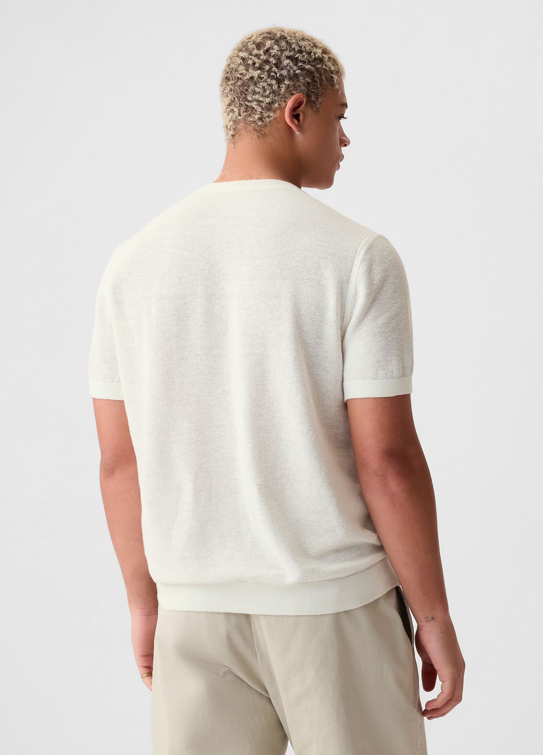 Linen blend knit T-shirt