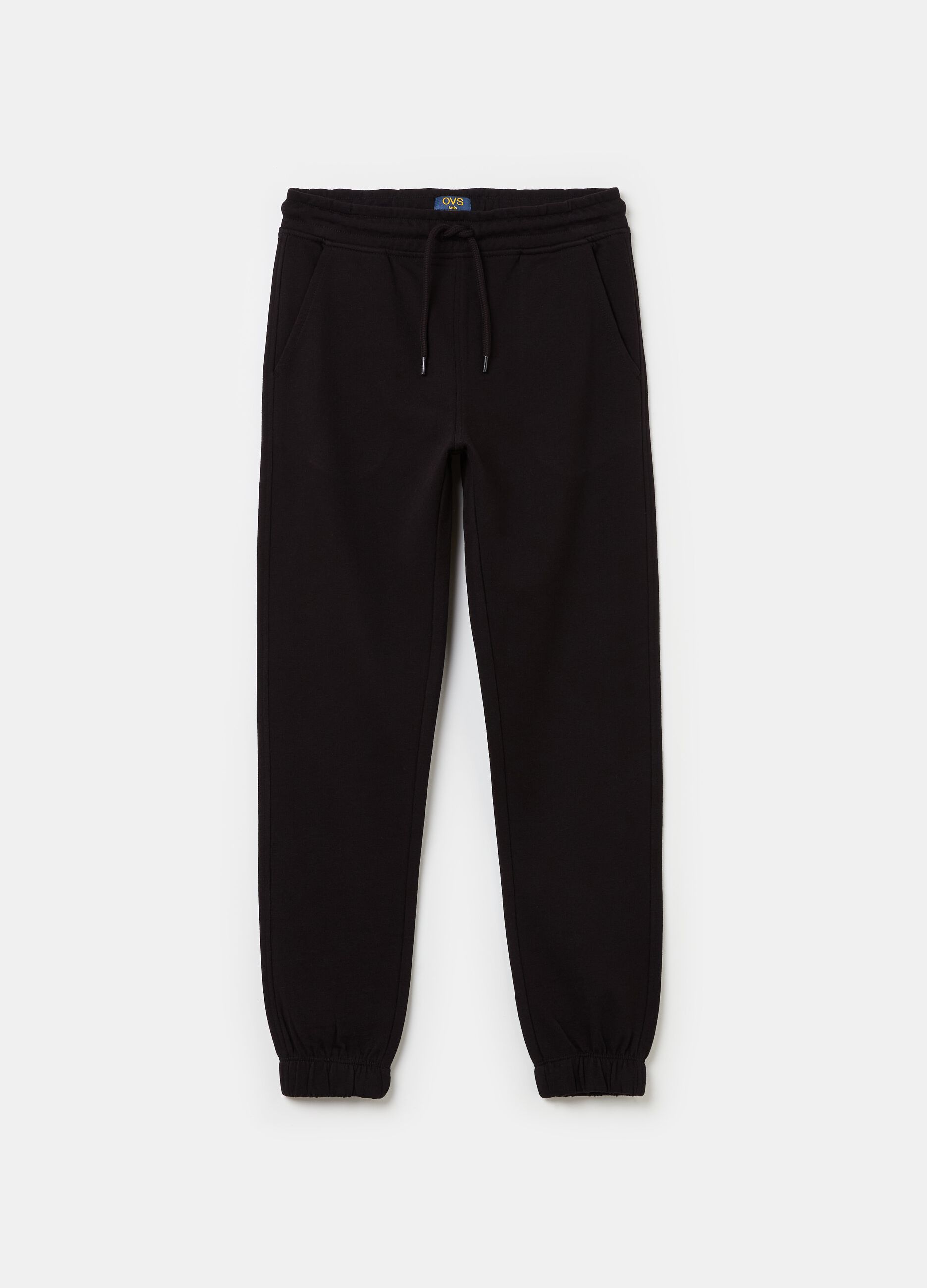 Solid colour fleece joggers with drawstring