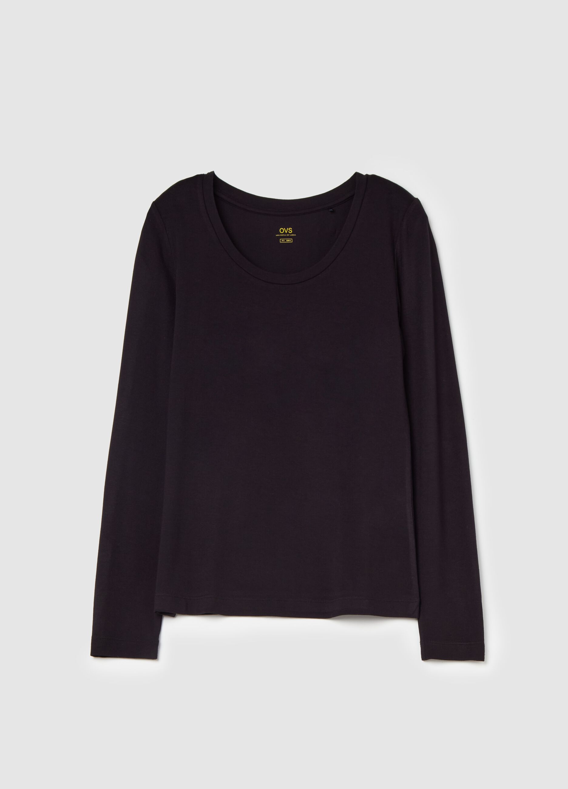 Long-sleeved T-shirt in stretch viscose