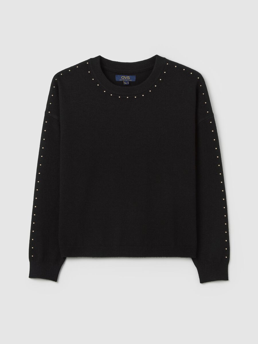 Sweatshirt with round neck and micro studs_5