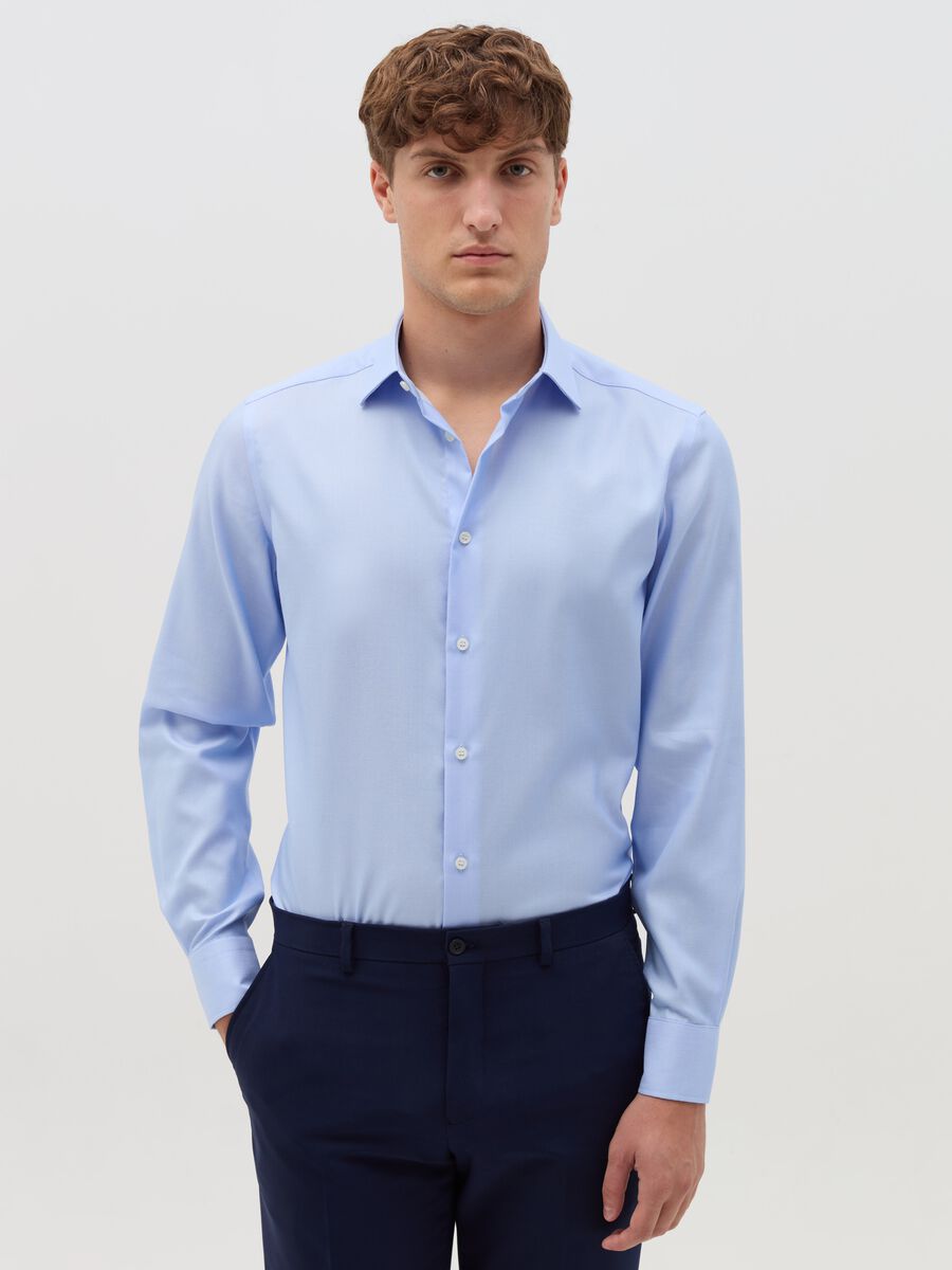 Slim-fit shirt in double-twist cotton_0