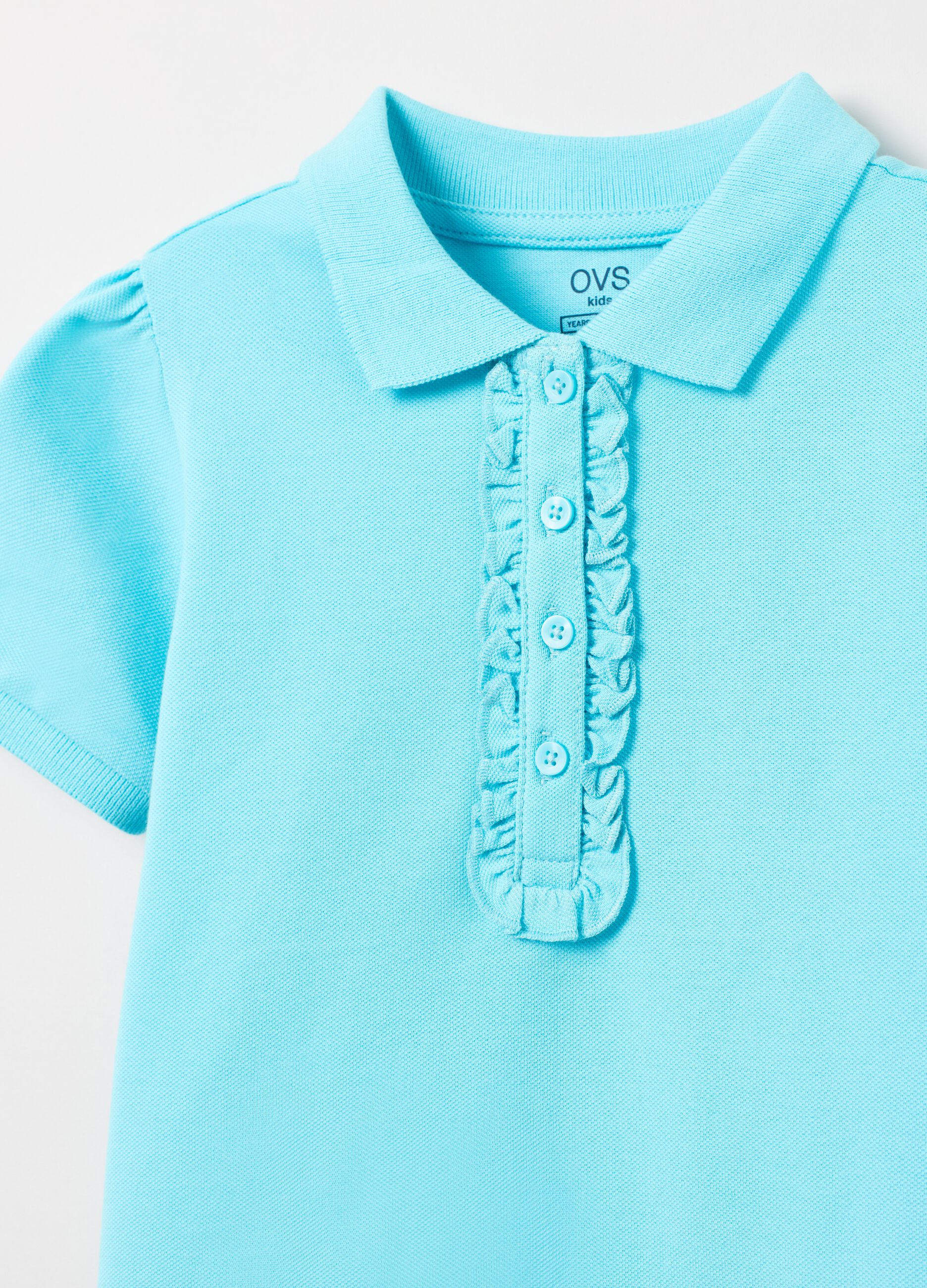 Cotton piquet polo shirt with frills