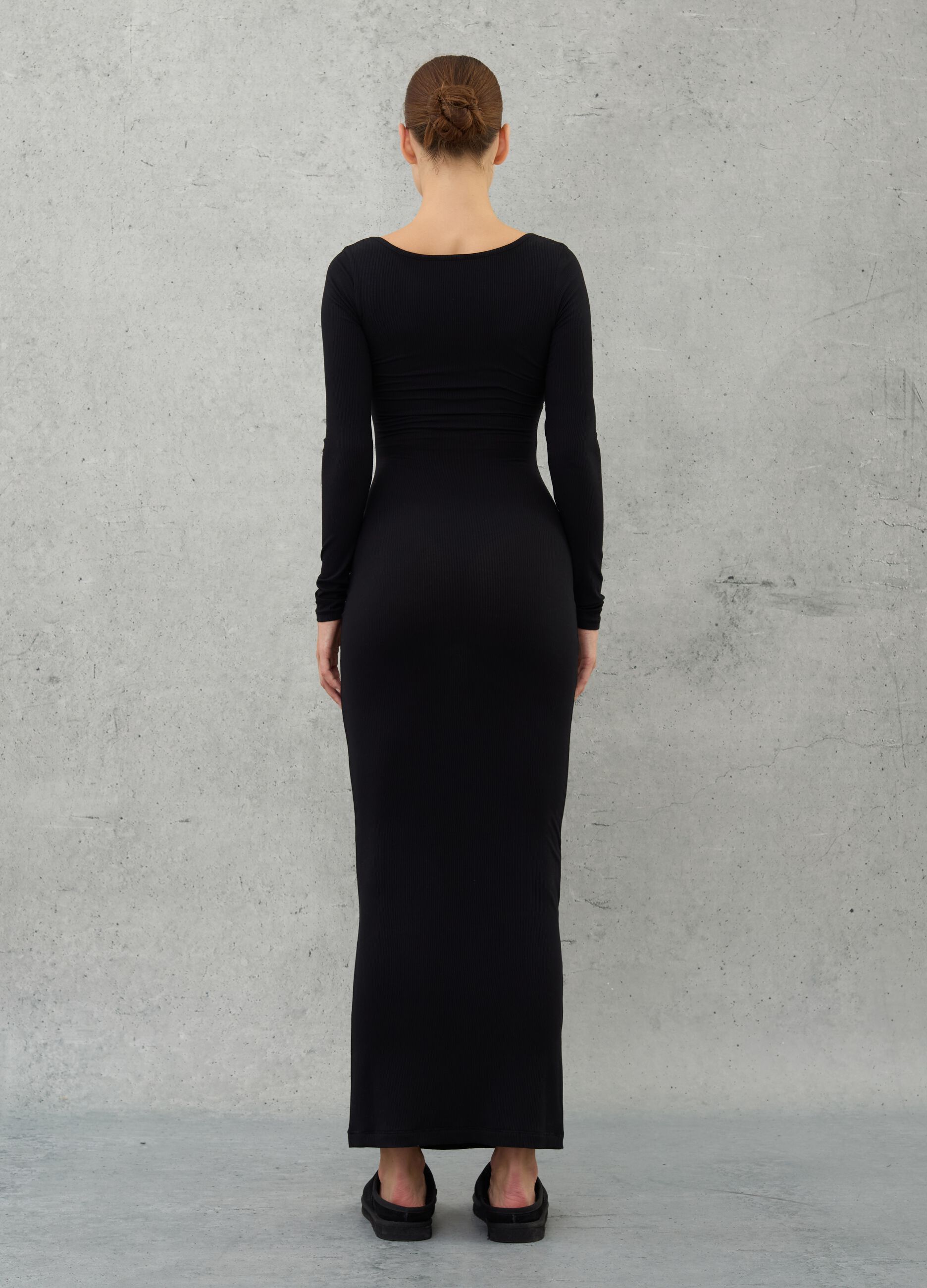 Long Ribbed Dress Black