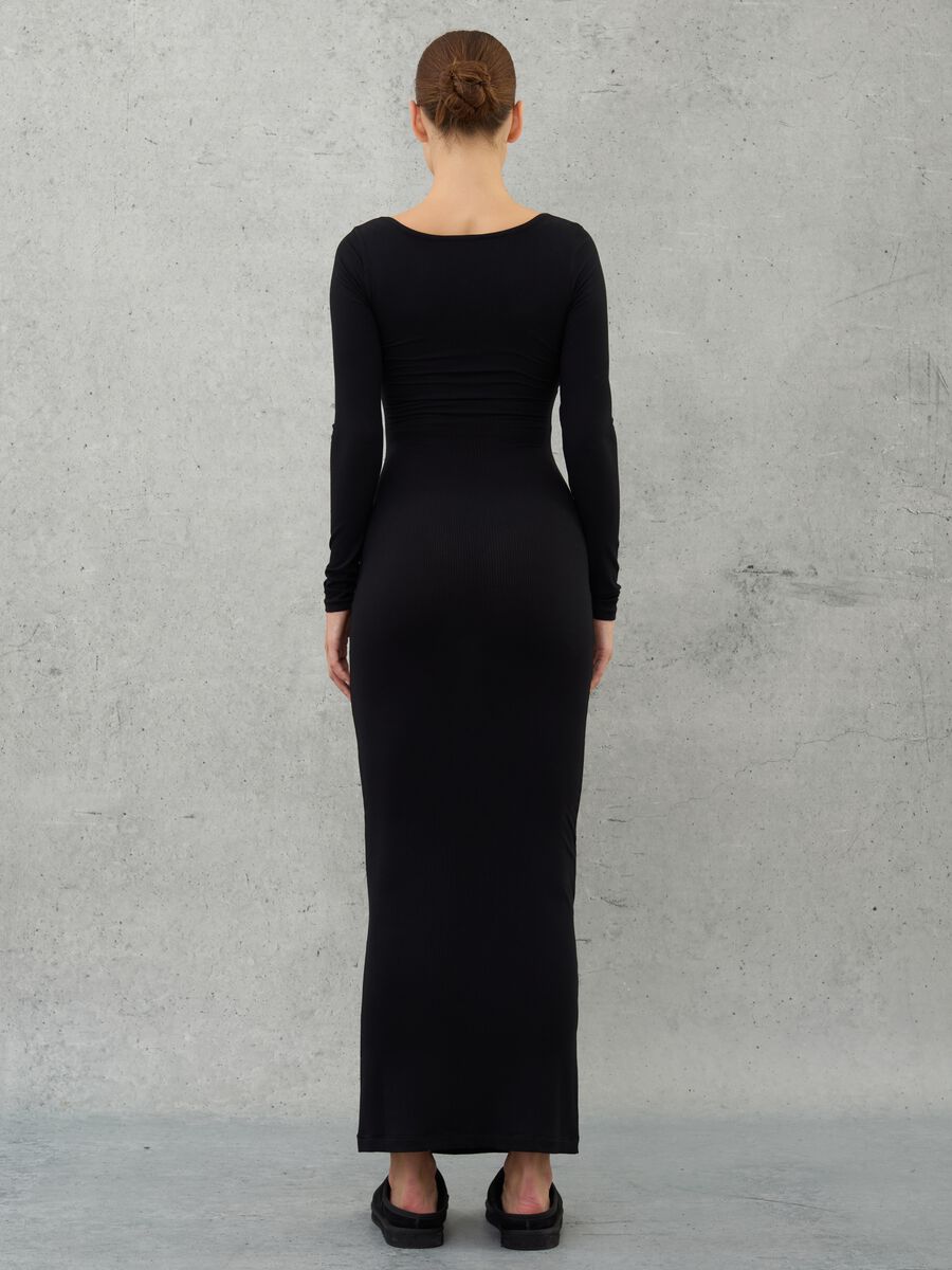 Long Ribbed Dress Black_3