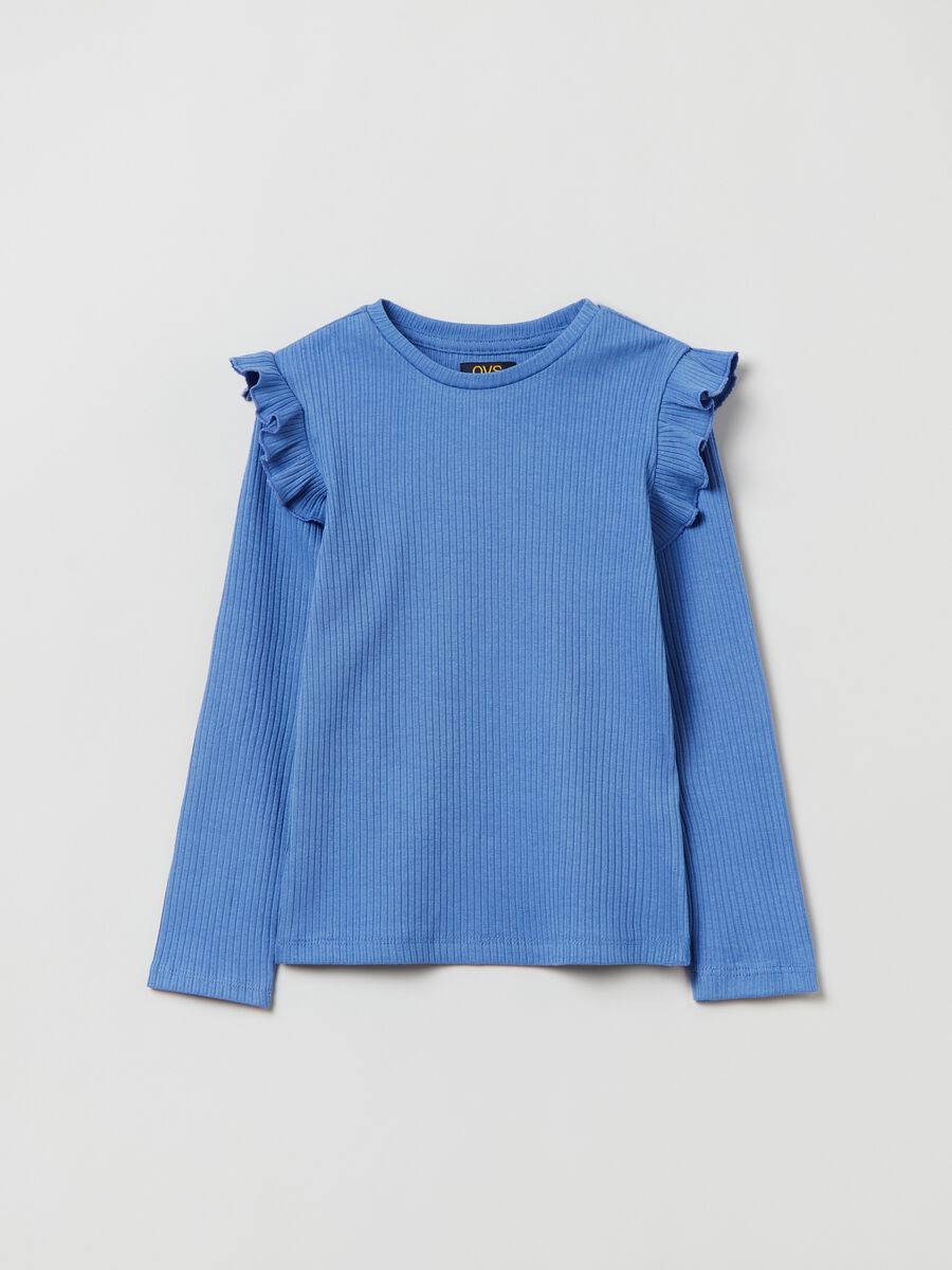 T-shirt with long ribbed sleeves_0