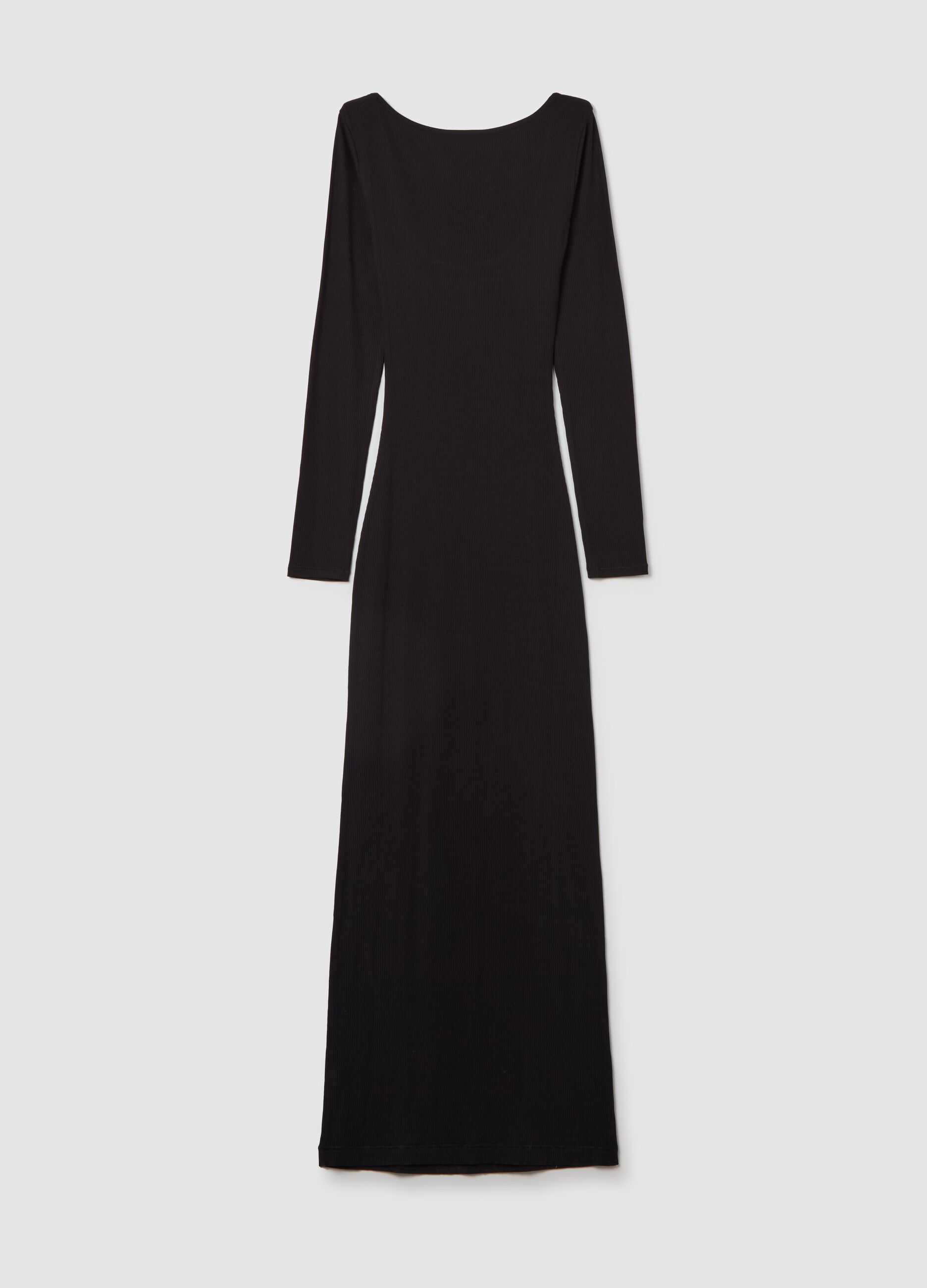 Long Ribbed Dress Black