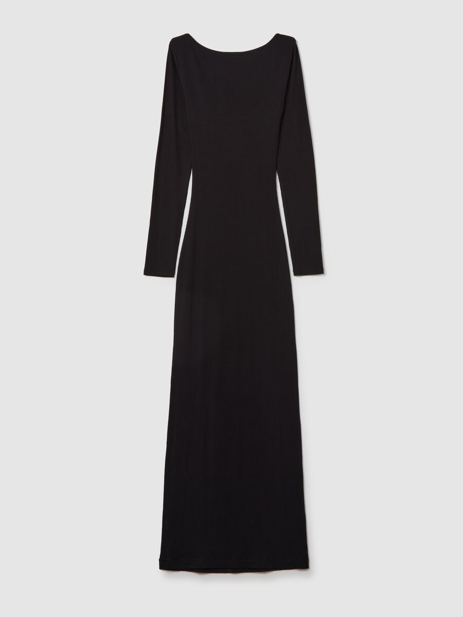 Long Ribbed Dress Black_6