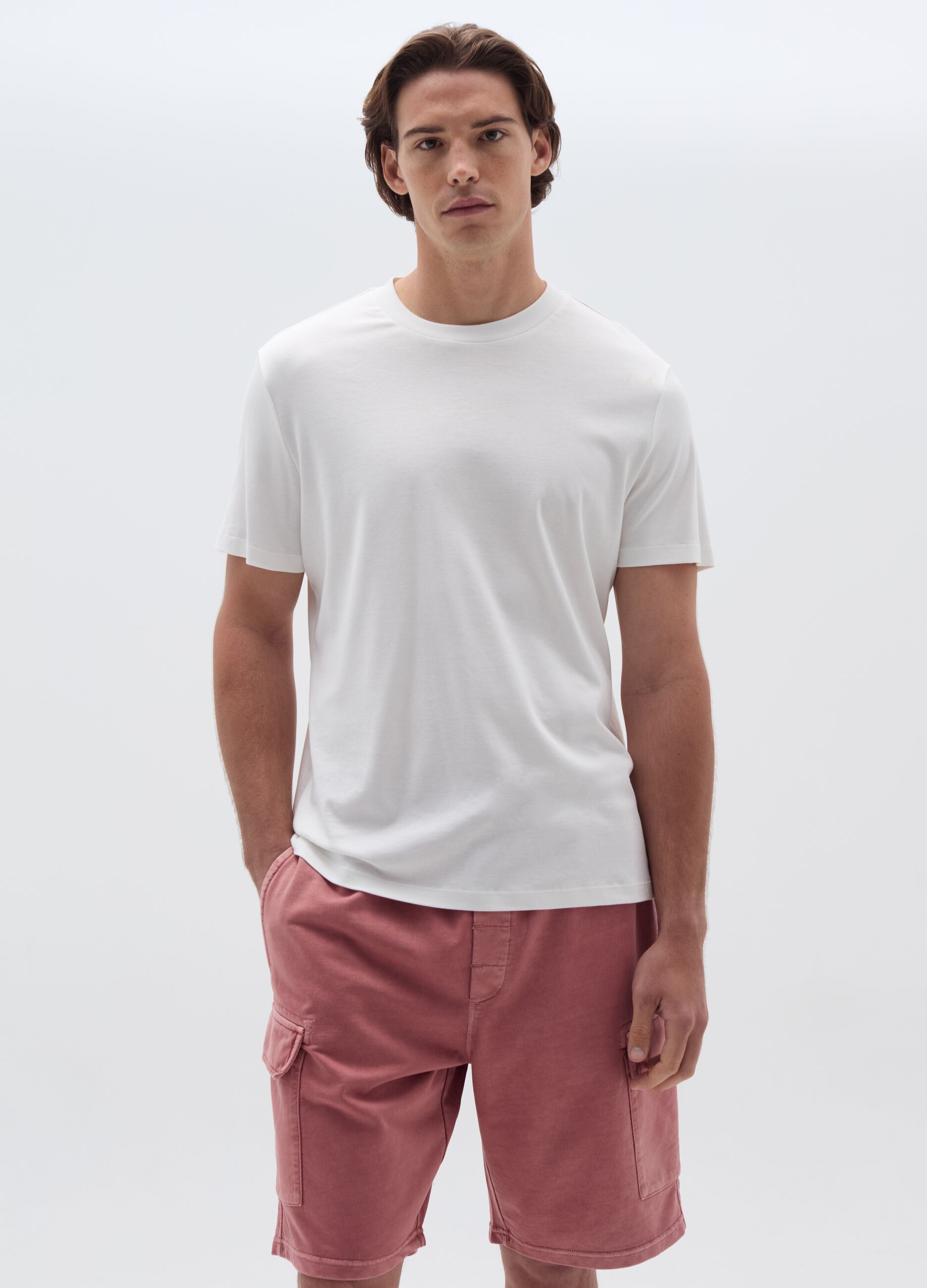 Cargo Bermuda shorts in cotton with drawstring