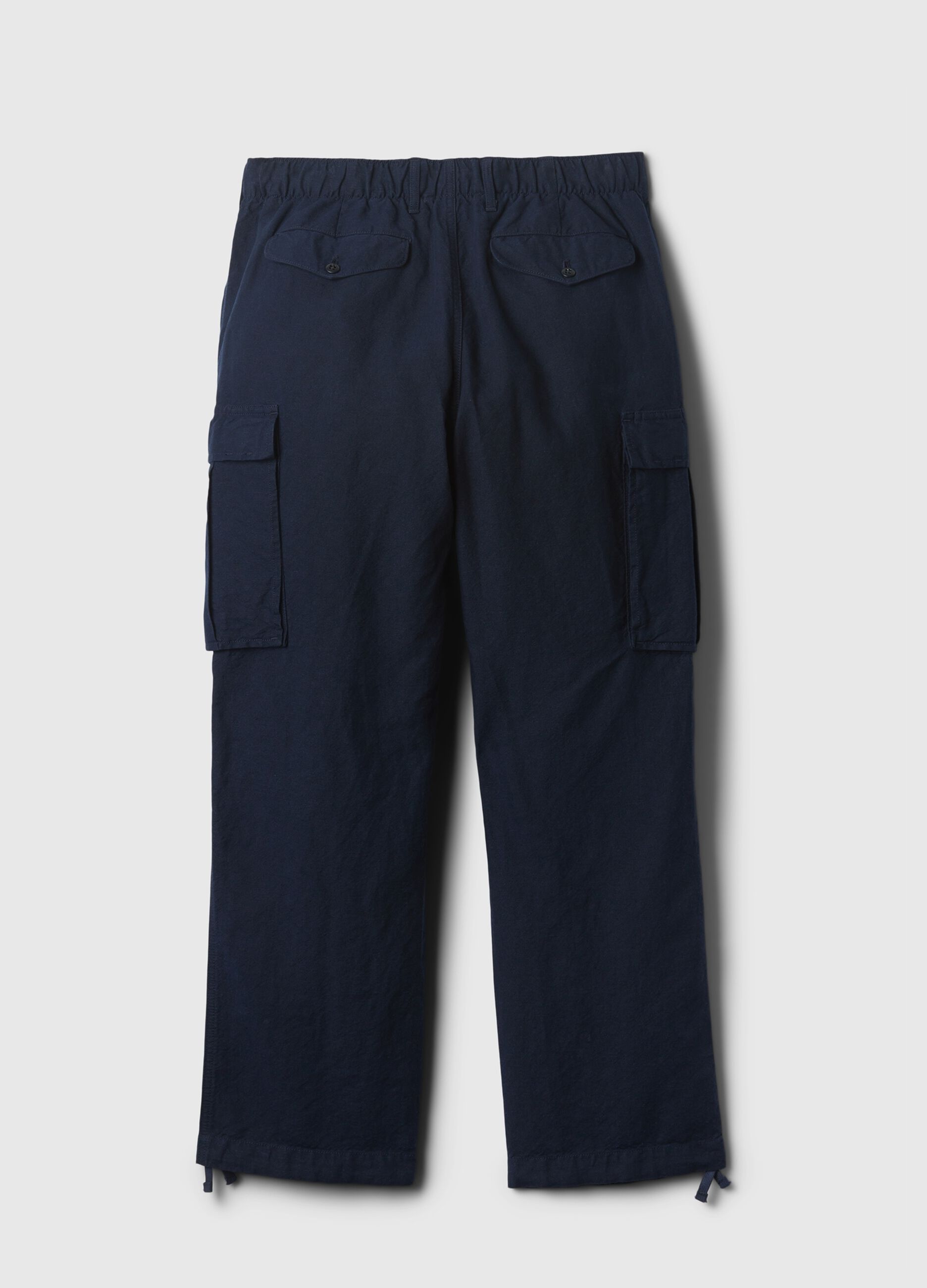 Cargo parachute trousers in linen and cotton