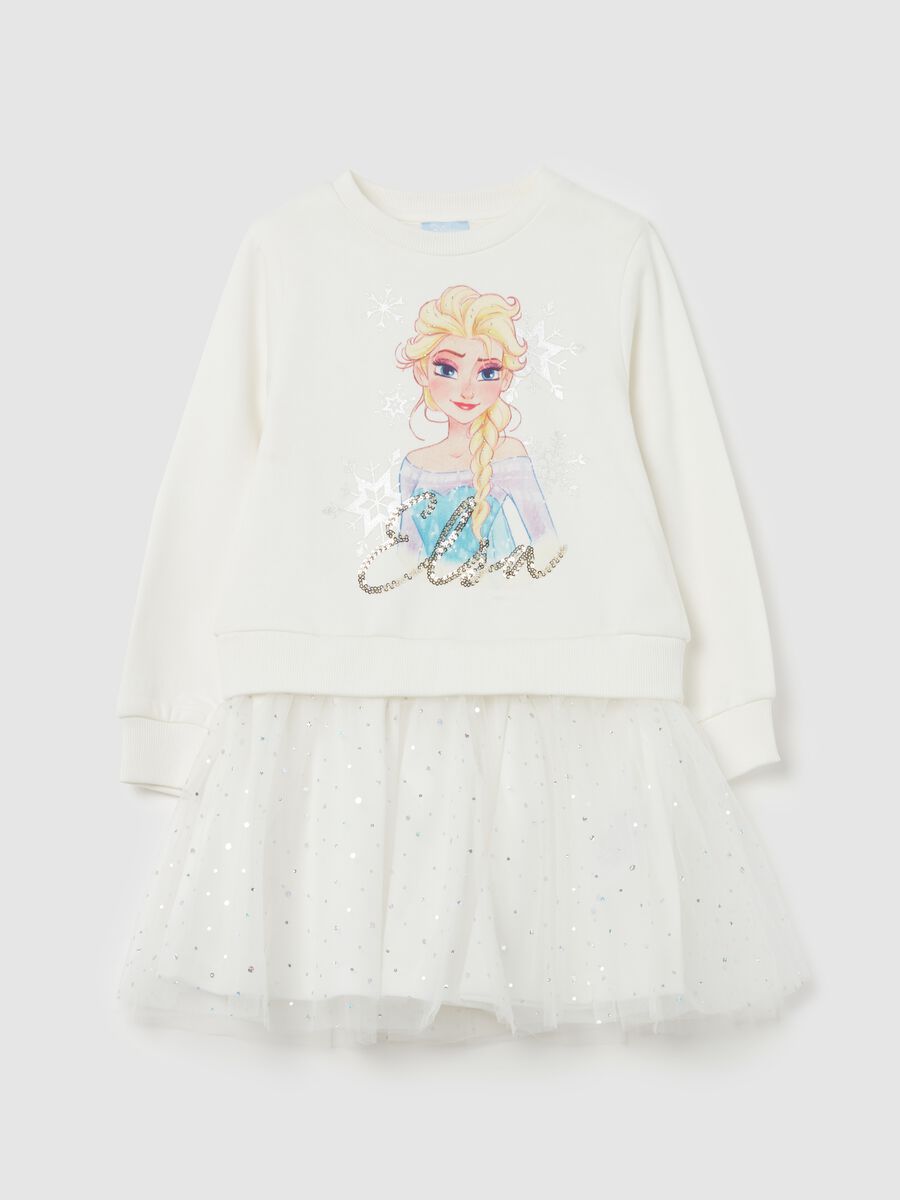 Dress with Frozen Elsa print and tulle skirt_0