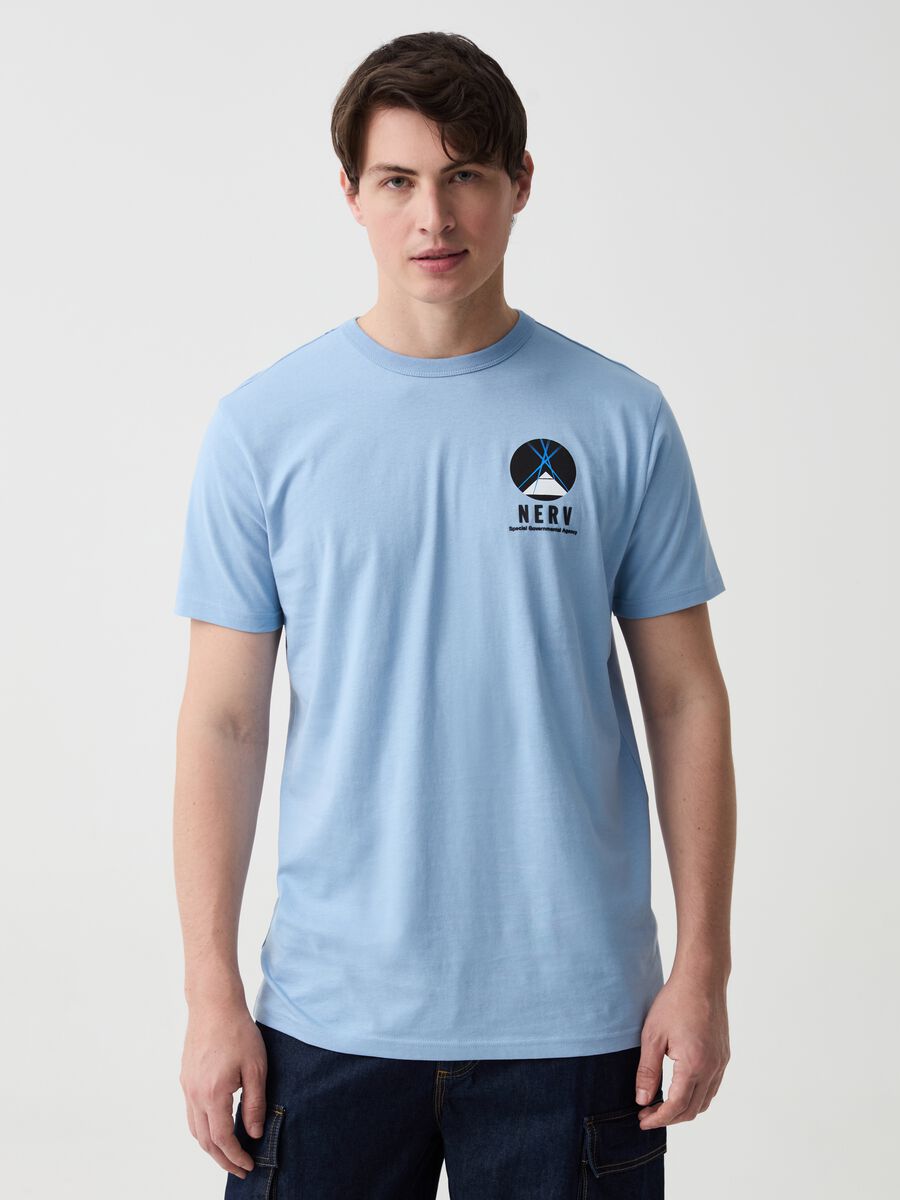 Cotton T-shirt with Evangelion Nerv print_0