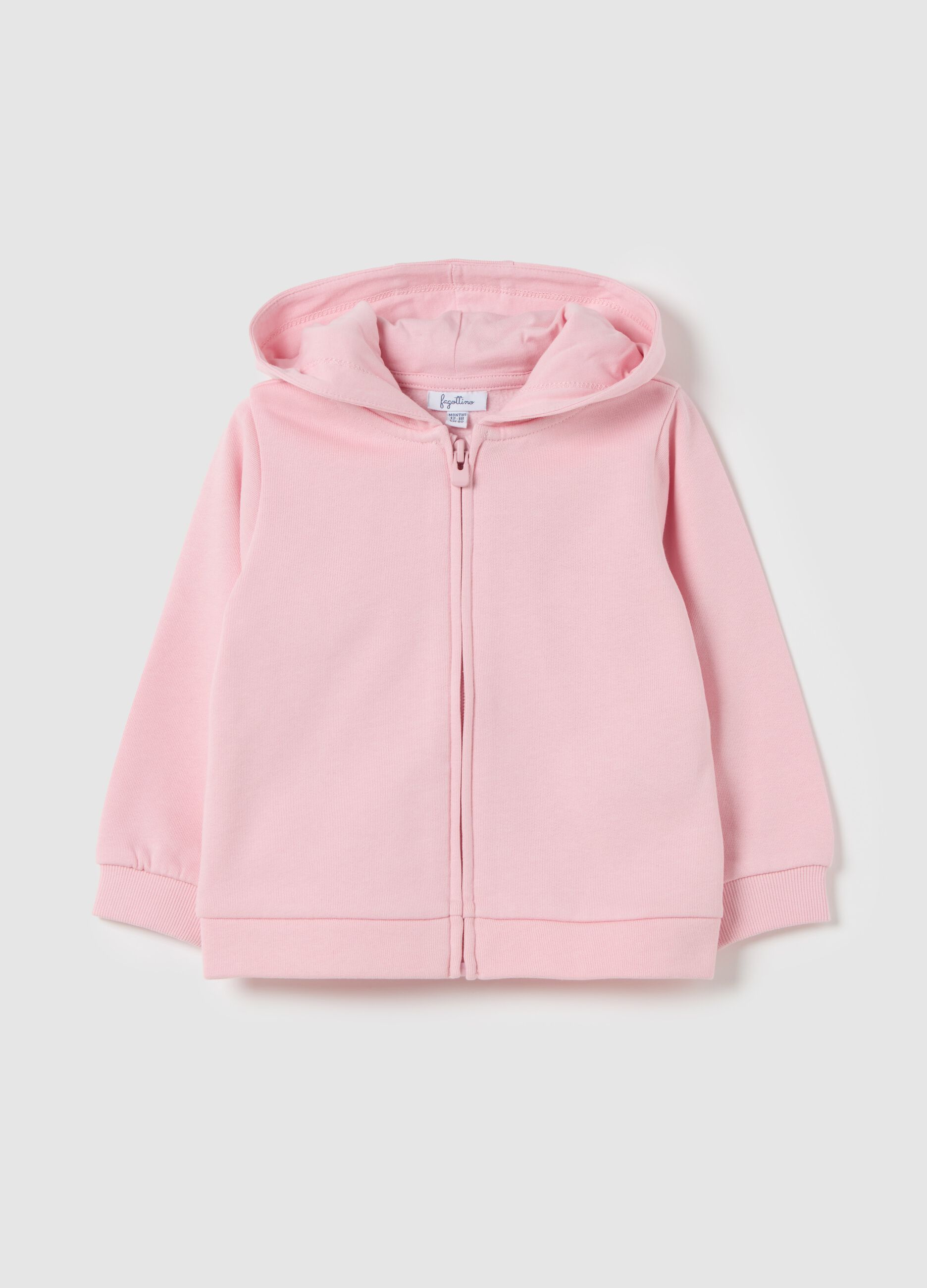 Full-zip in cotone bio con cappuccio