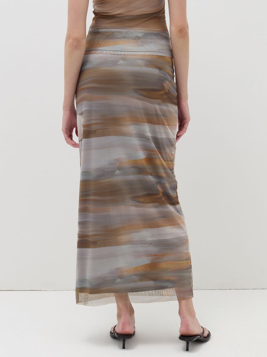 Long skirt with print in mesh_2