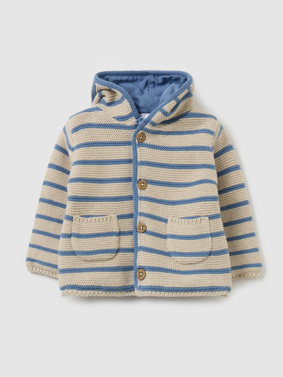 Striped knit jacket with hood_0