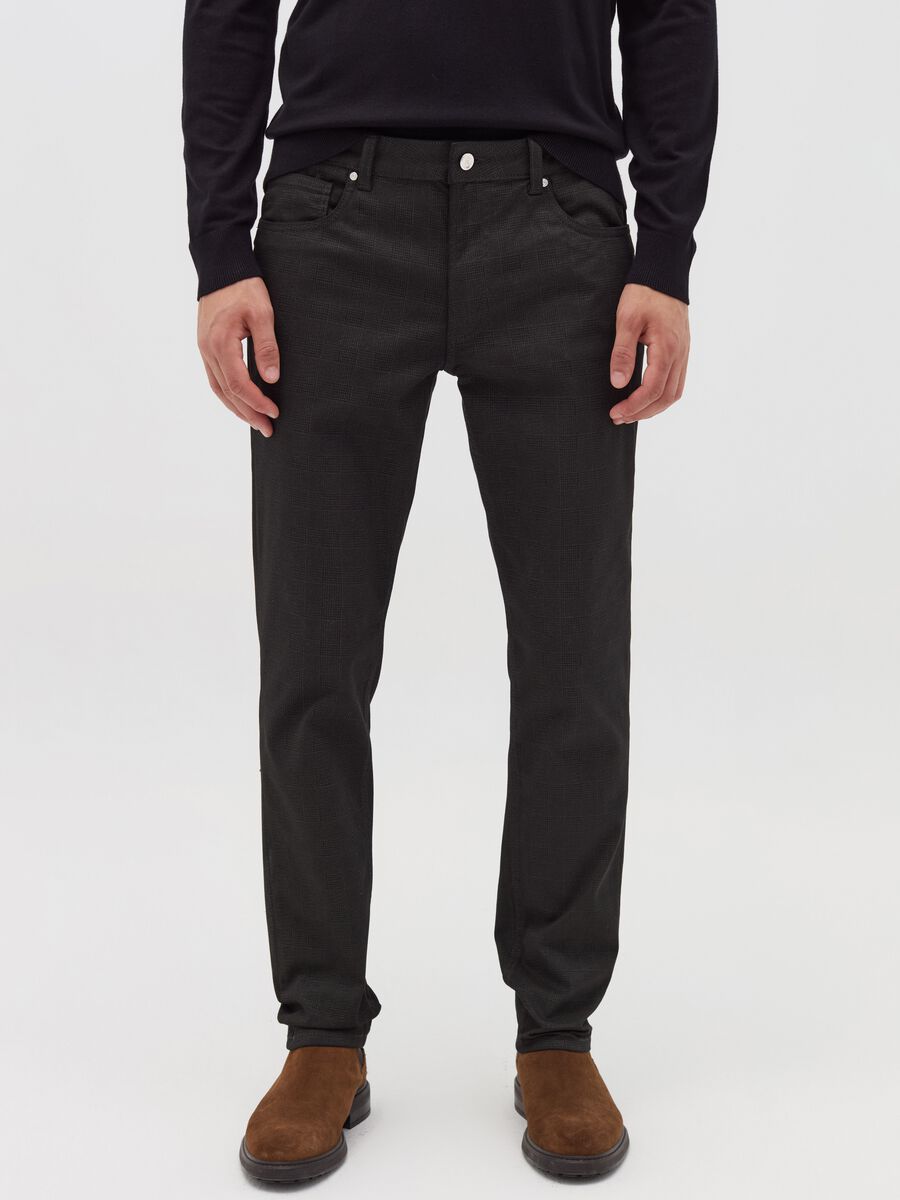 Five-pocket trousers in Prince of Wales fabric_1