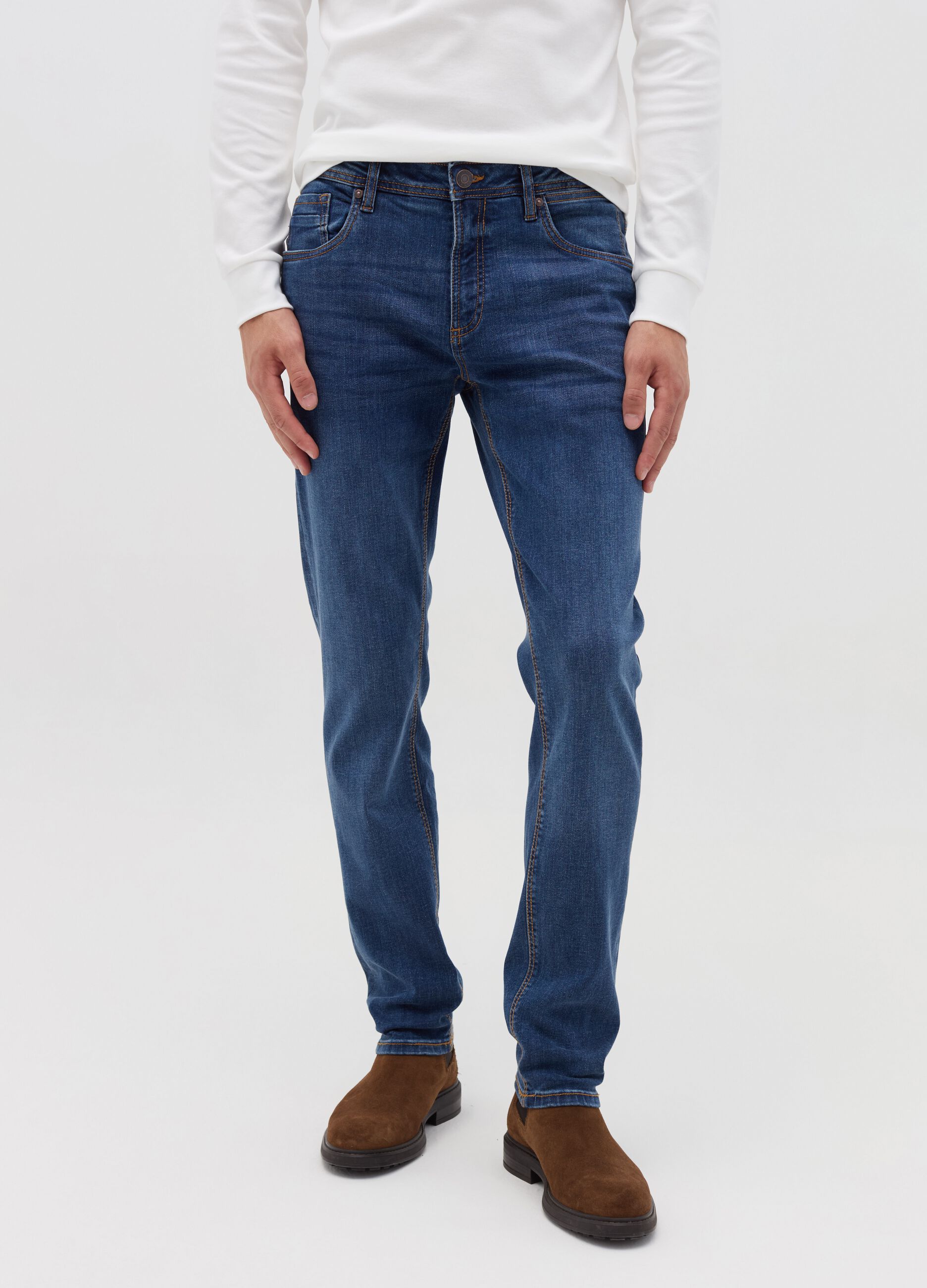 Jeans skinny fit con scoloriture