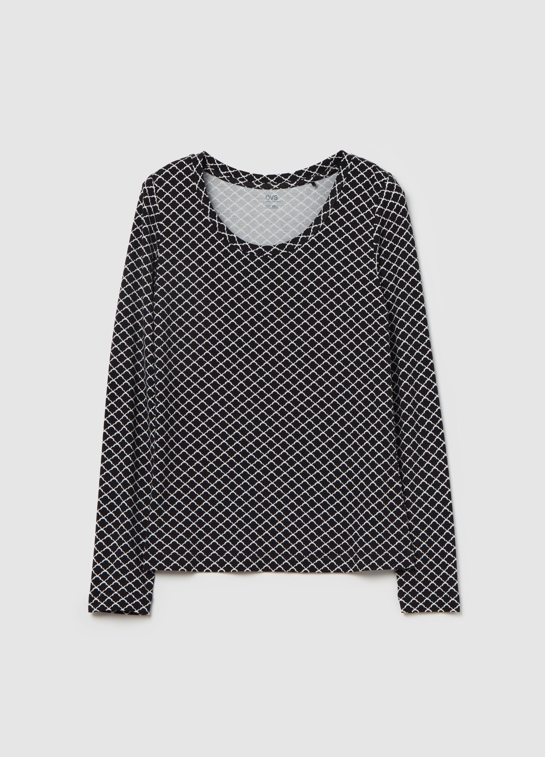 Patterned long-sleeved T-shirt