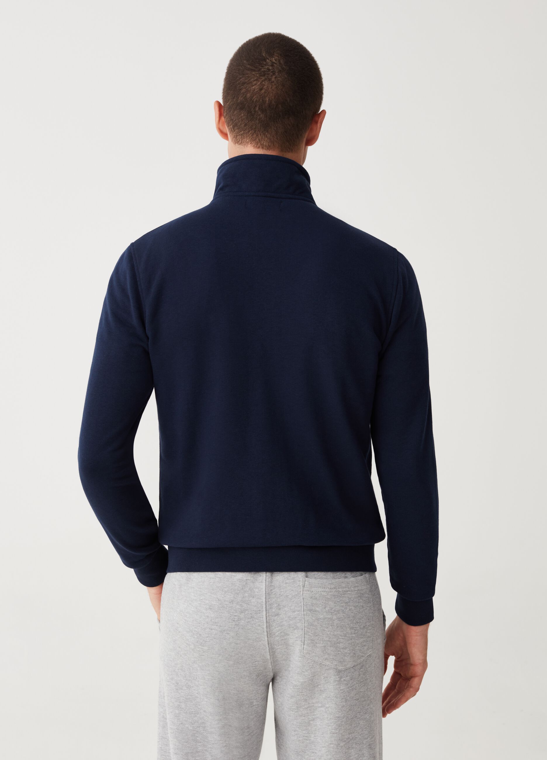 French terry full-zip with high neck