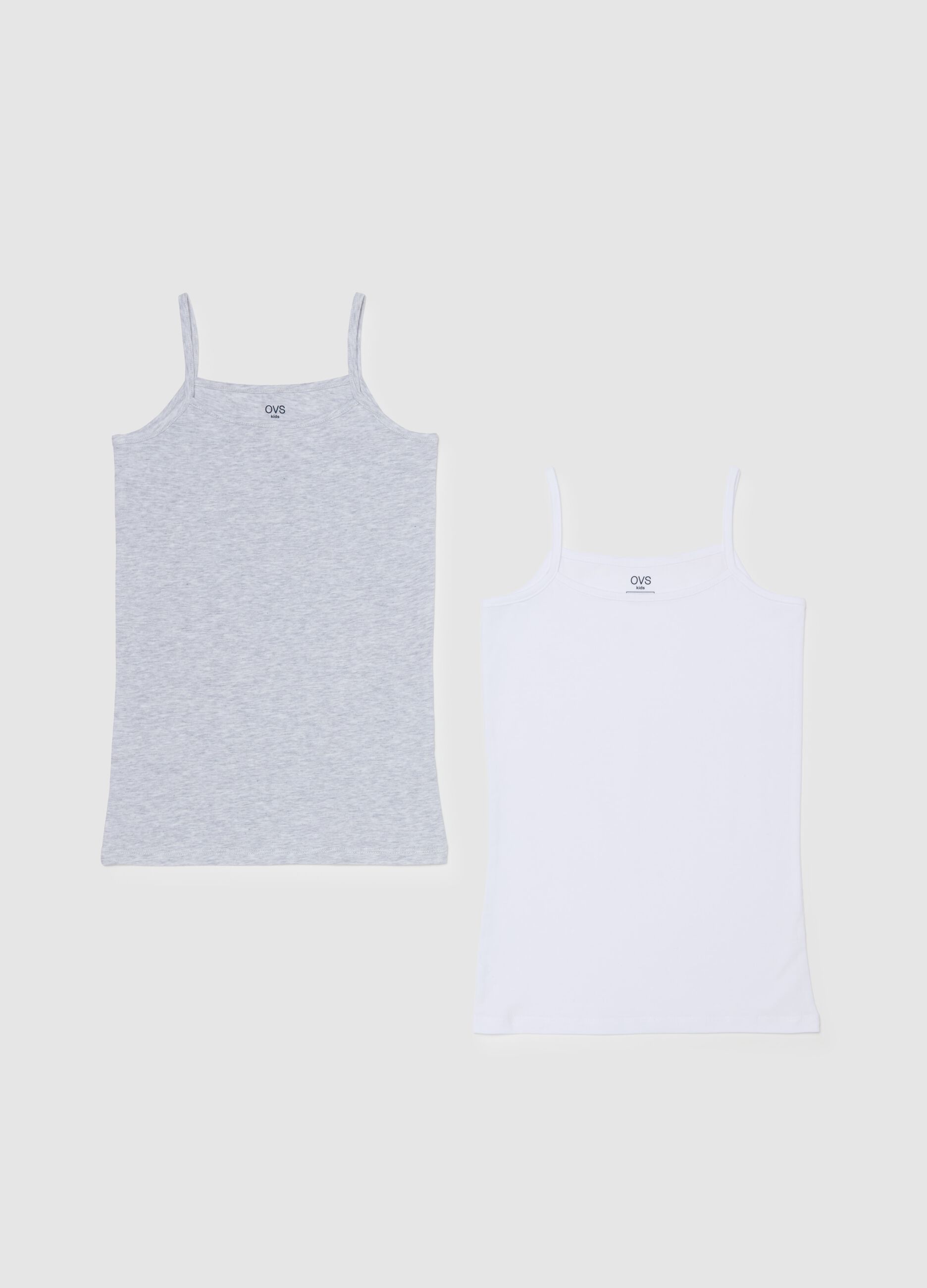 Two-pack vests in organic cotton with spaghetti straps