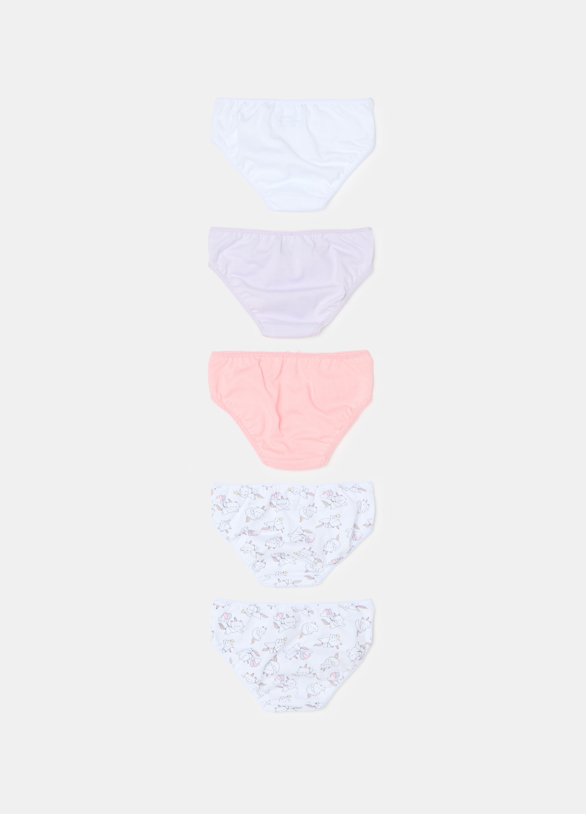 Five-pack briefs with print and bow