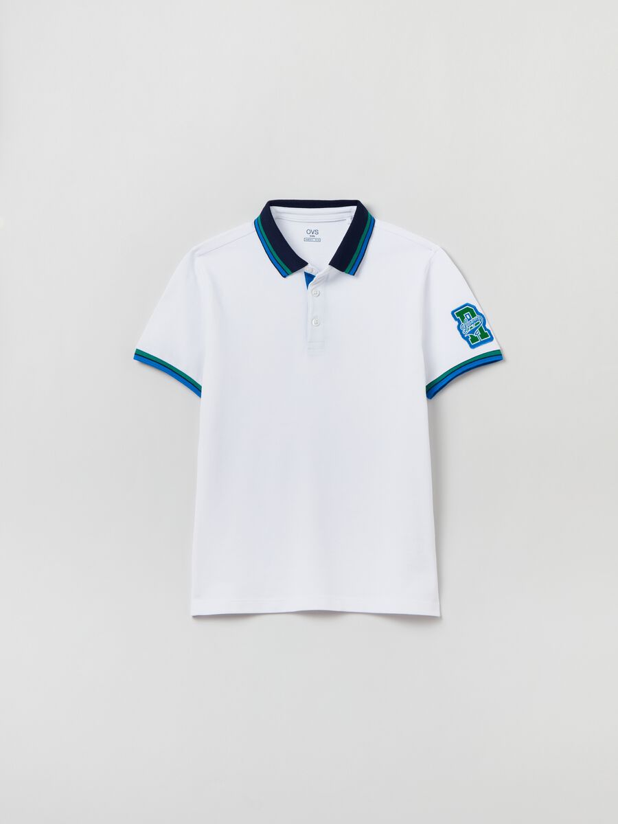 Piquet polo shirt with lettering patch_0