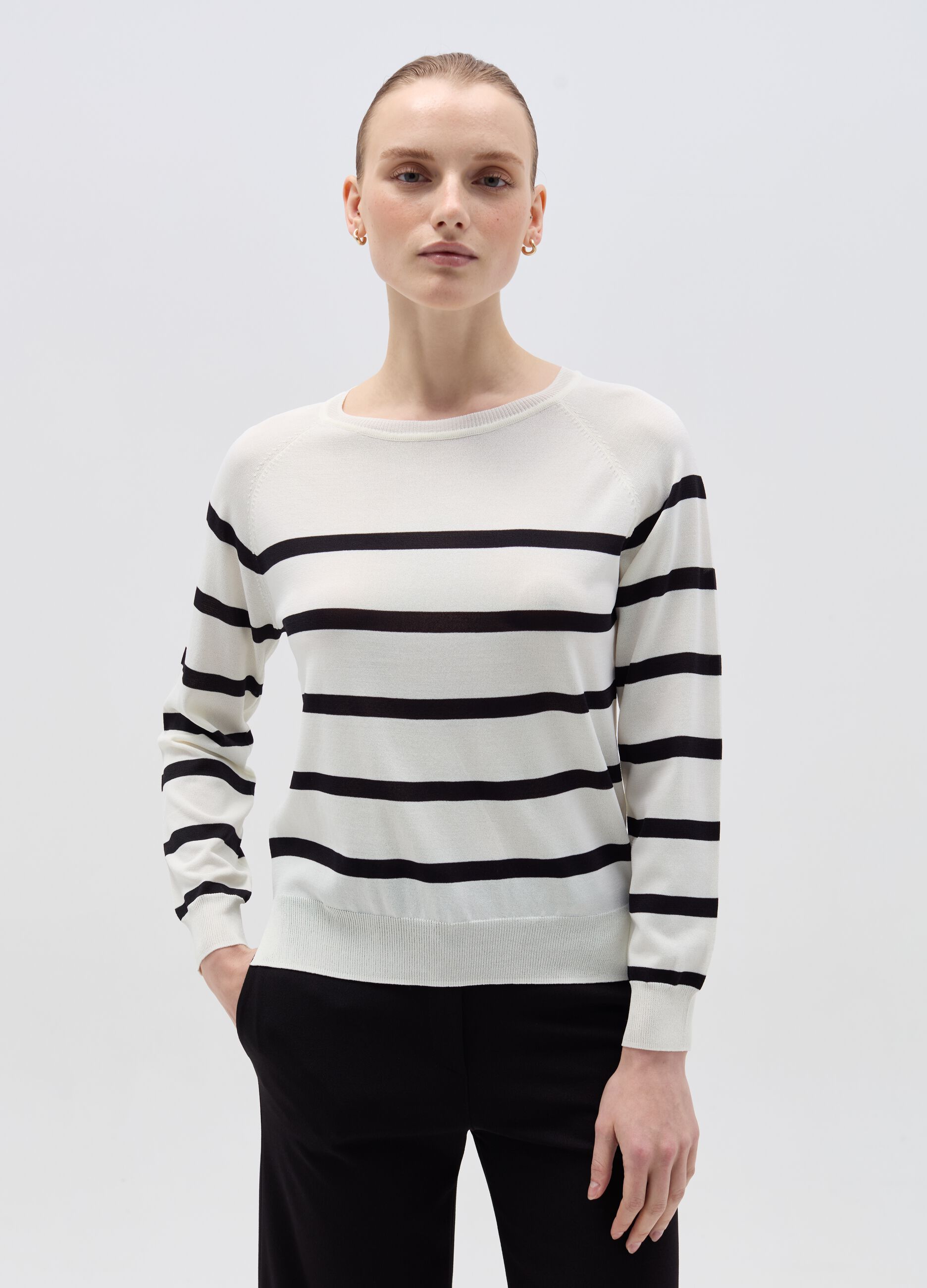 Ovs Maglia a righe con maniche lunghe raglan