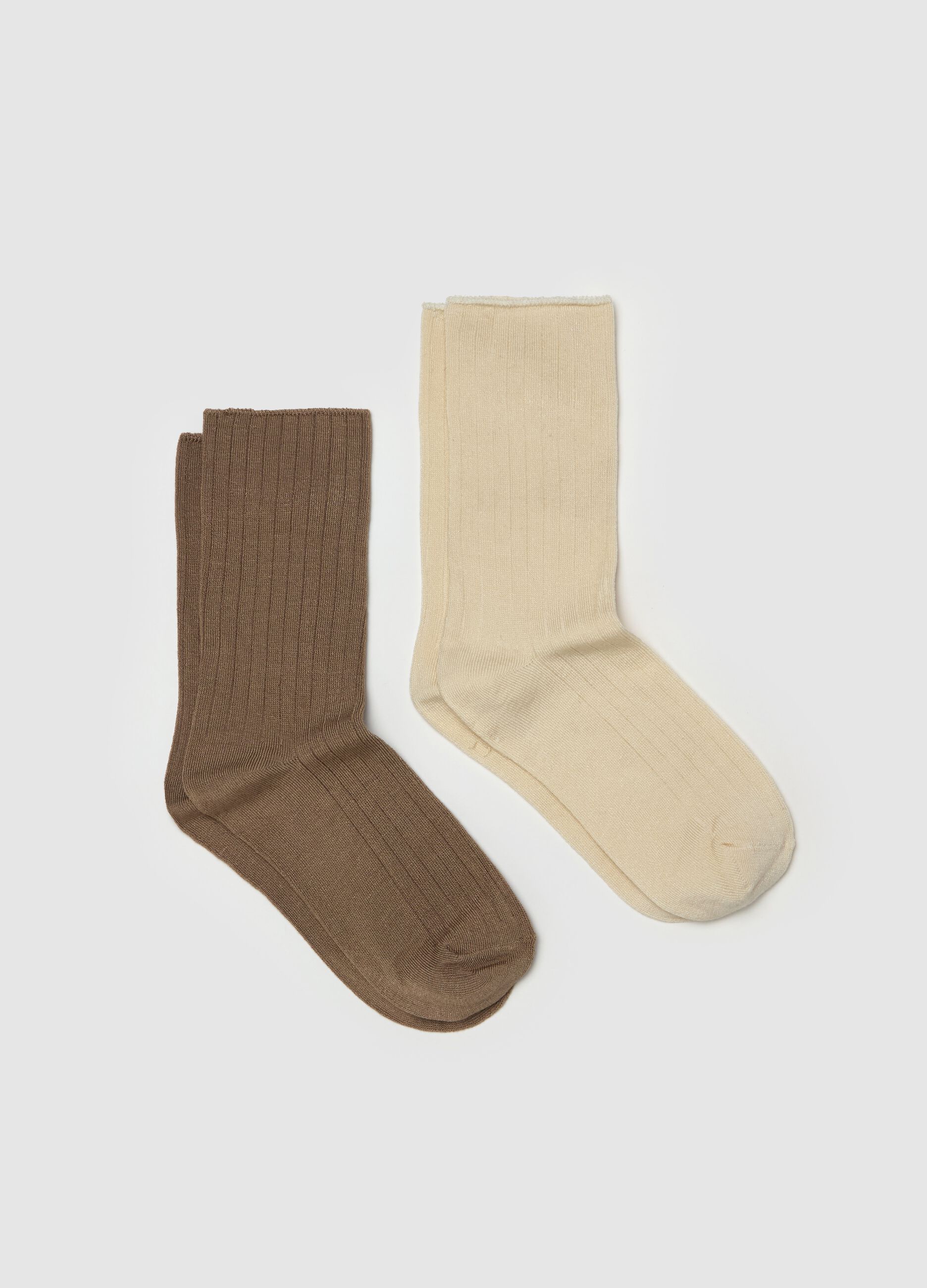 Two-pair pack short stretch ribbed socks