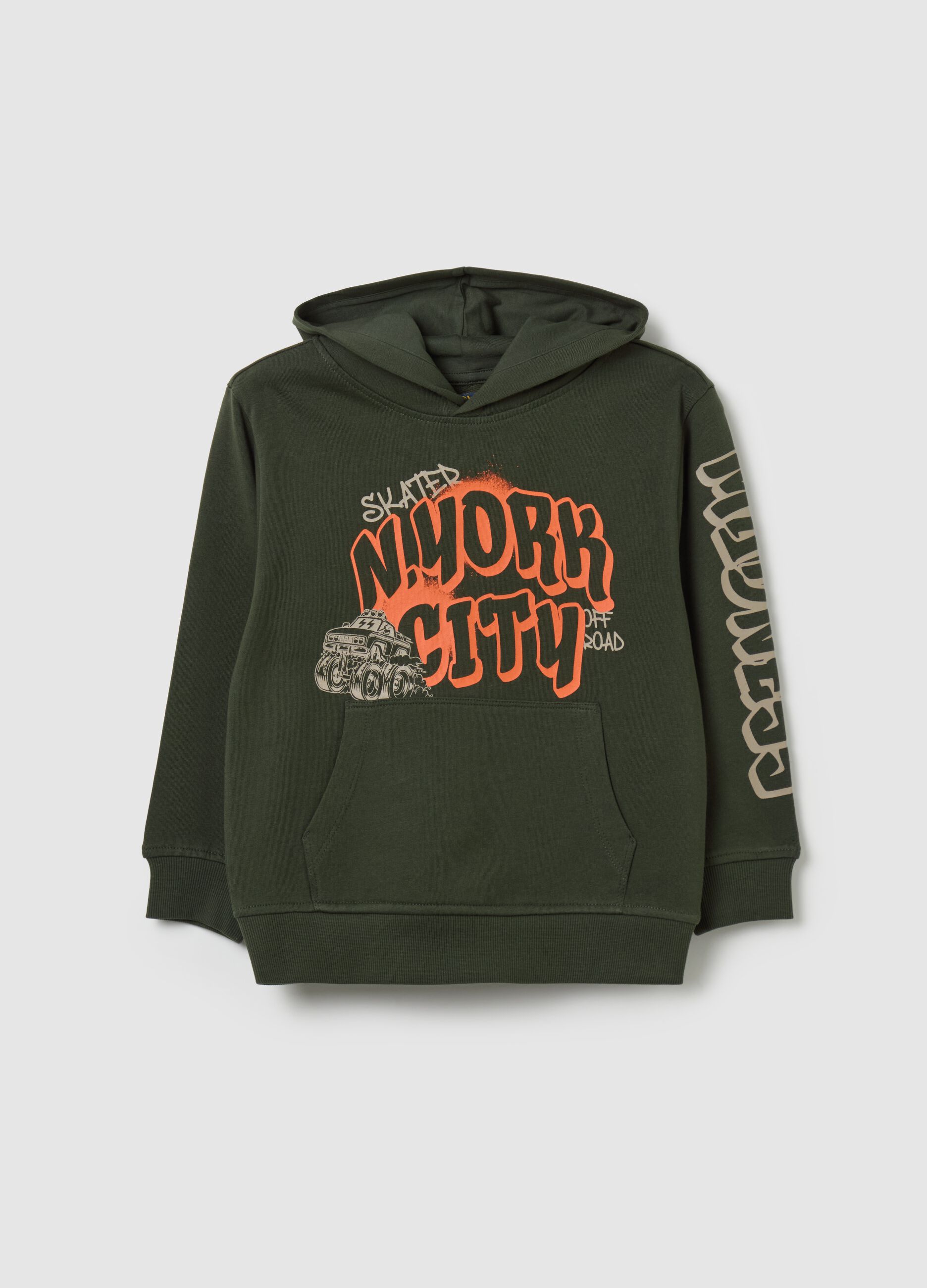 Sweatshirt with hood and "N. YORK CITY” print