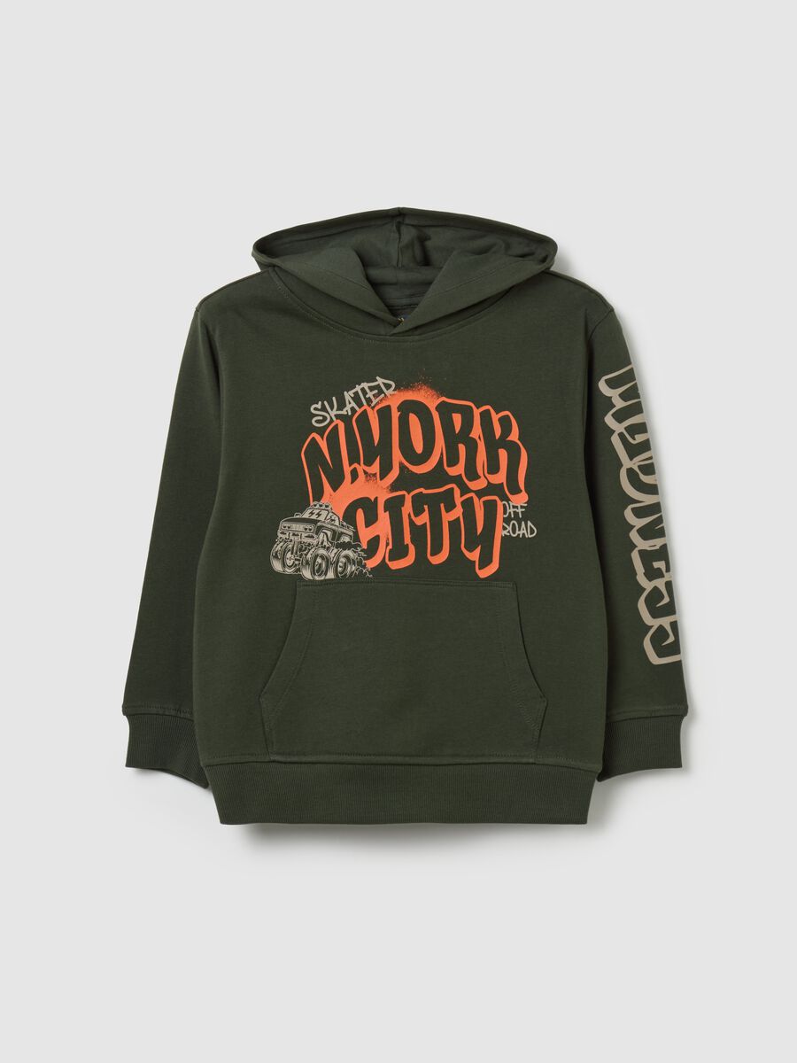 Sweatshirt with hood and "N. YORK CITY” print_0