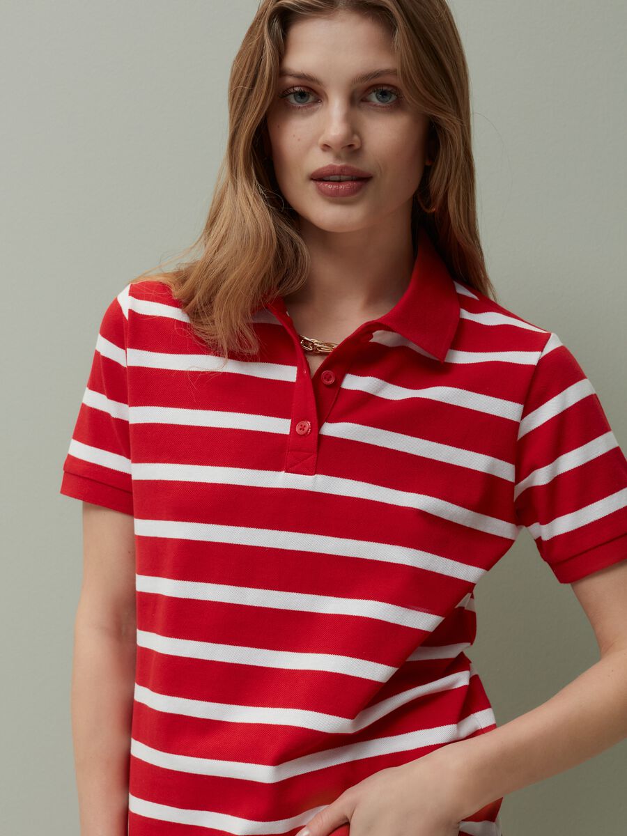 Striped pique polo shirt_1