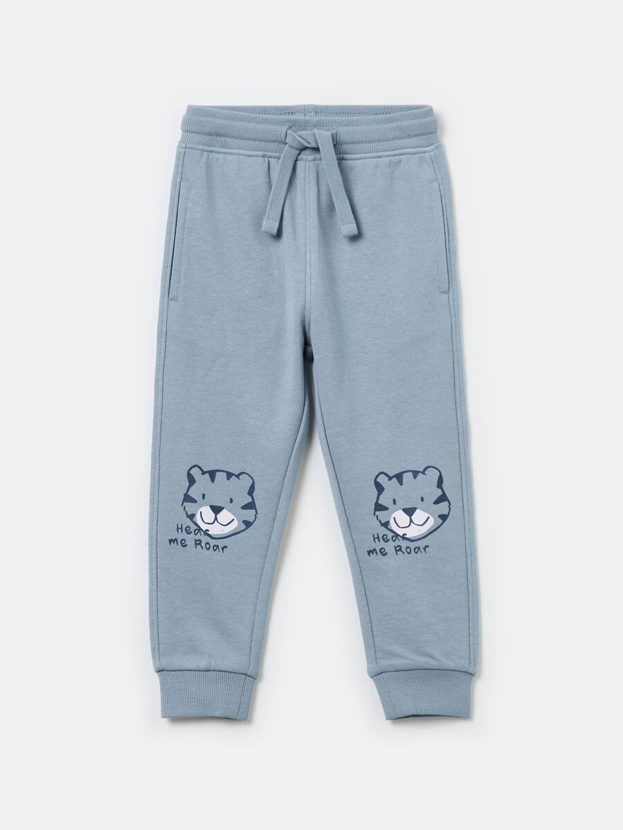 Fleece joggers with drawstring and print_0