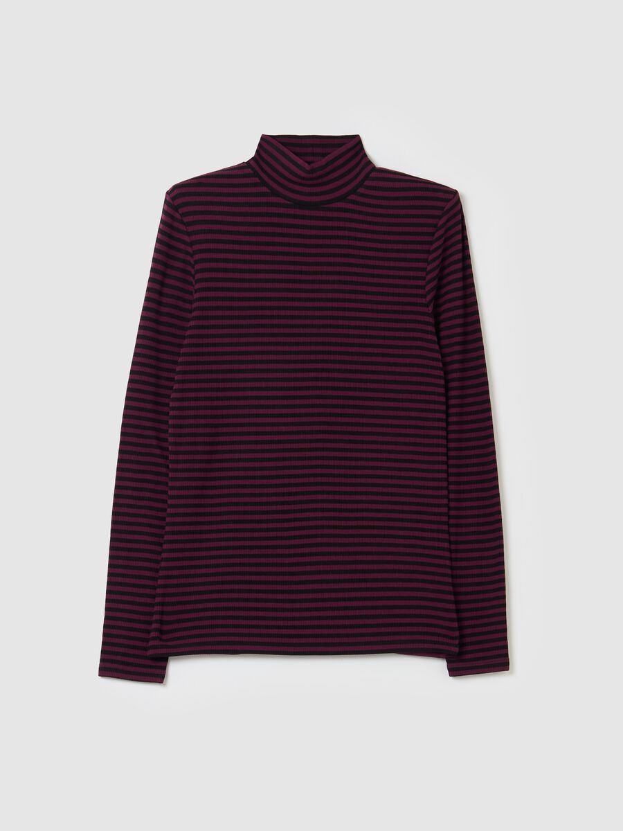 Striped T-shirt with mock neck_4