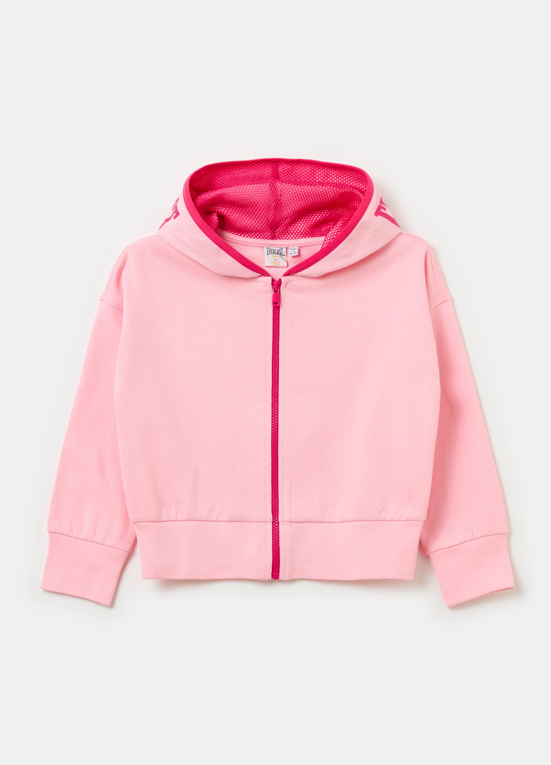 Full-zip sweatshirt with hood and logo print