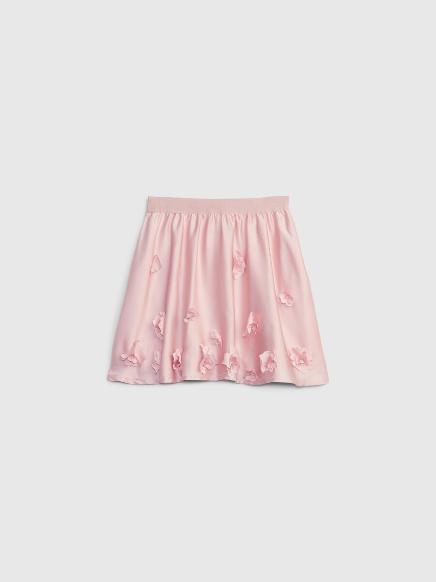Short skirt in satin with flowers_0