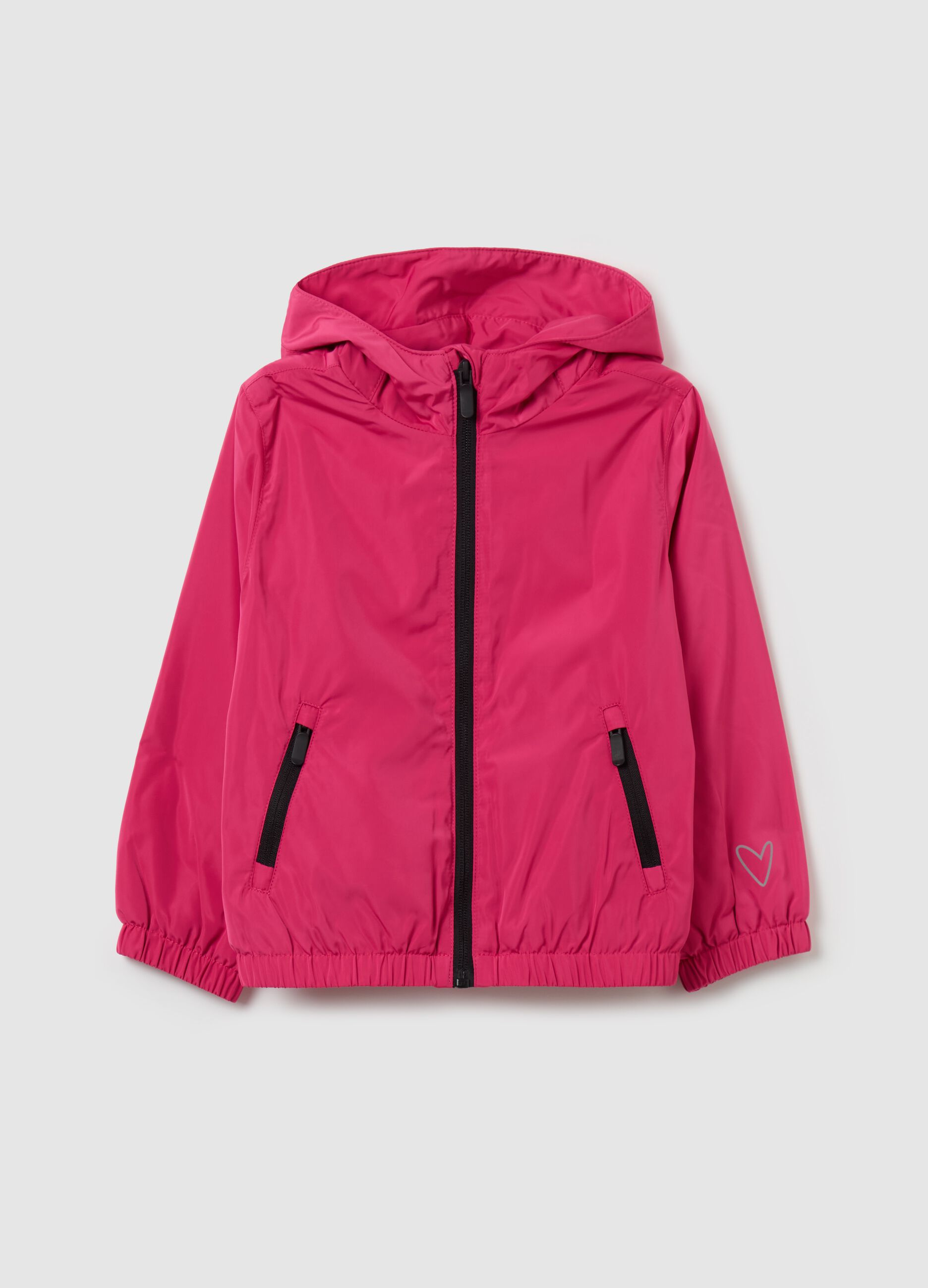 Short waterproof jacket with hood