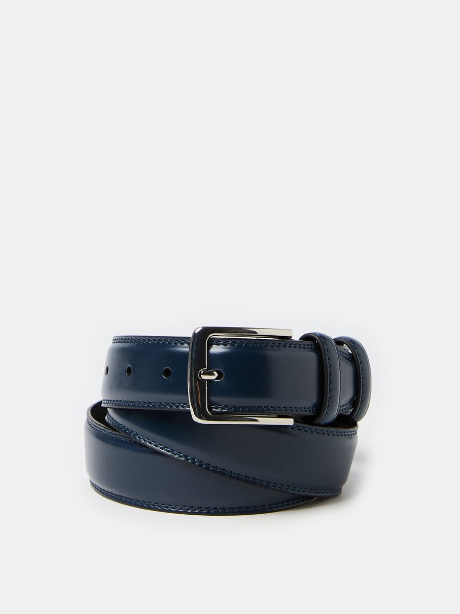 Leather belt with square buckle_0