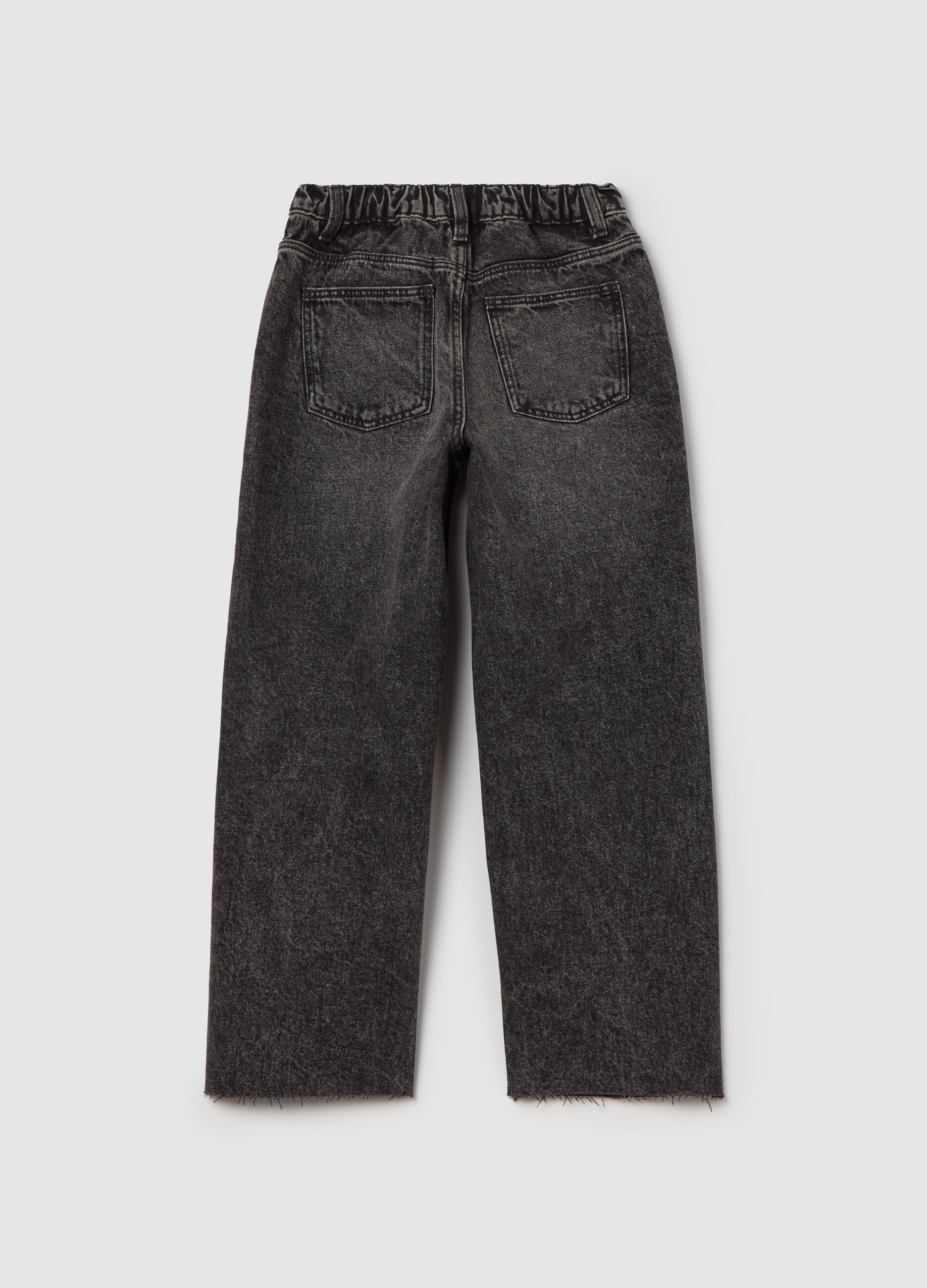 Culotte jeans with five pockets and raw edging