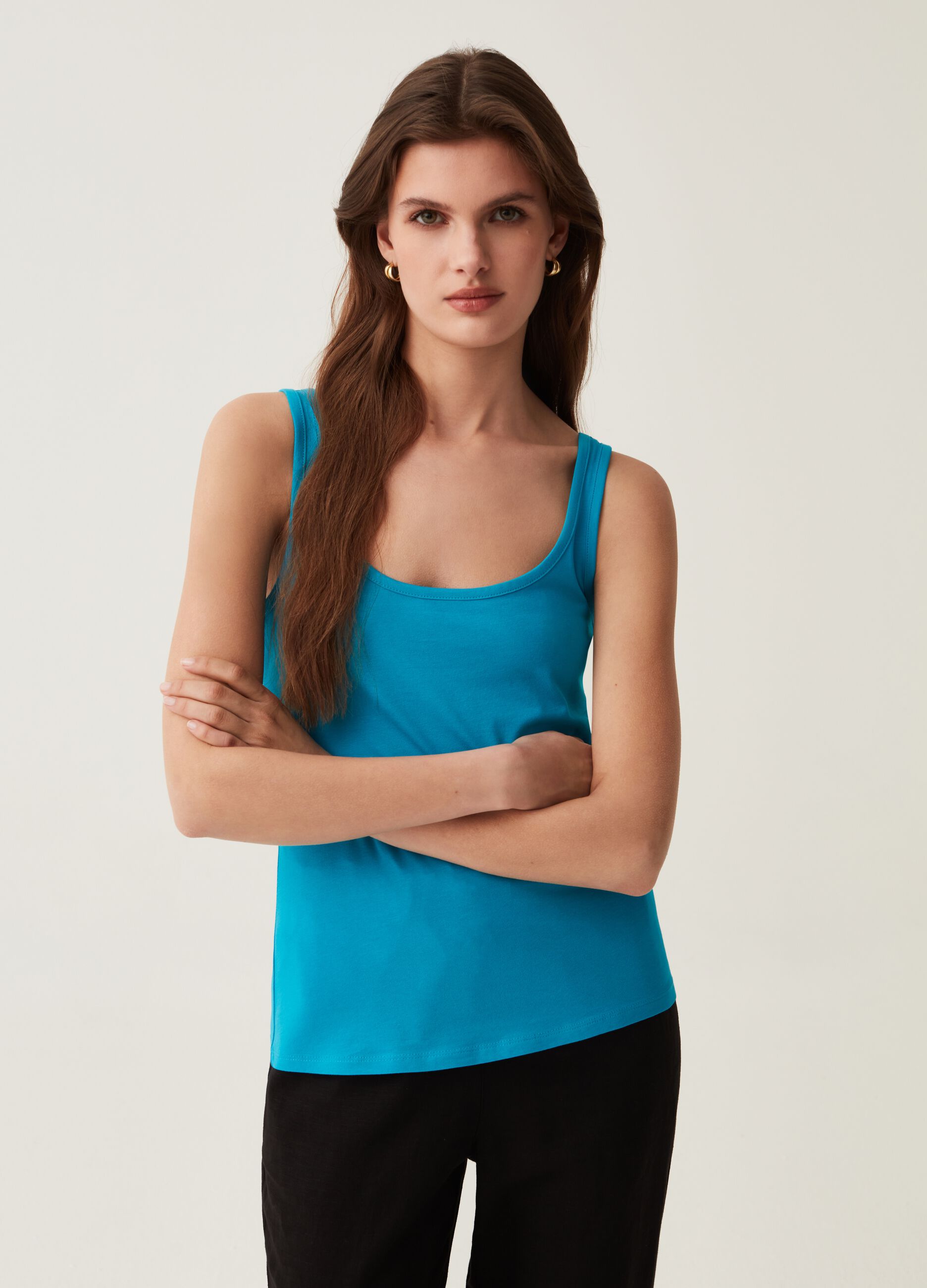 Tank top in stretch cotton.